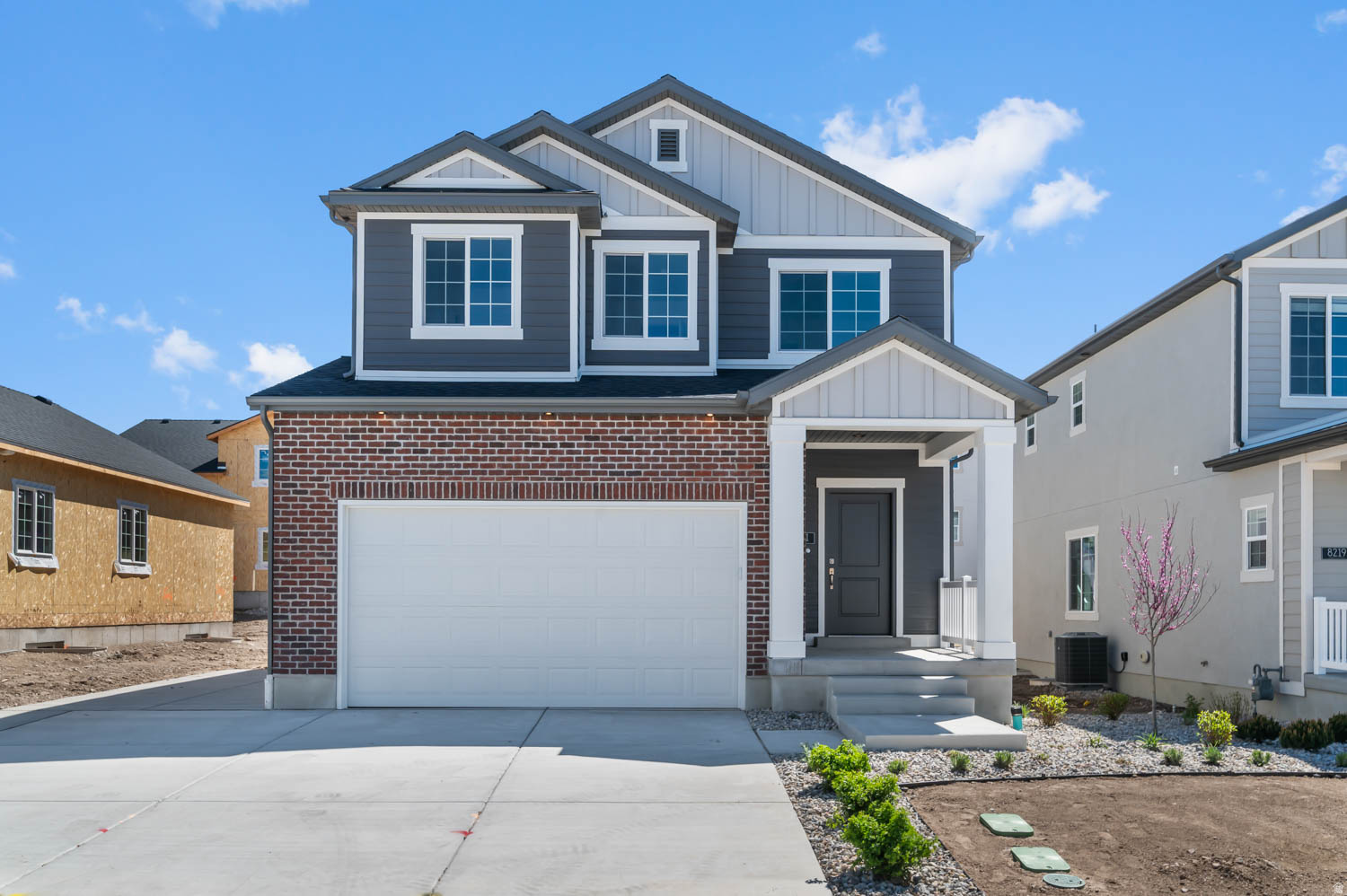 This beautiful brand new Sanders home offers a stylish and functional design all in a great community! The modern kitchen features white laminate cabinetry, quartz countertops, and stainless steel gas appliances. Laminate hardwood flooring highlights the main living areas, complemented by durable vinyl tile and plush carpet throughout. Thoughtful upgrades include can lighting, Christmas light outlets, and a tankless water heater. An RV pad provides added flexibility and convenience, while craftsman-style base and casing add timeless architectural detail. An upstairs loft provides extra space for relaxing or entertaining. The owner's bathroom features cultured marble shower surrounds, and satin and brushed nickel hardware complete the home with a polished, cohesive finish. Come check it out today!