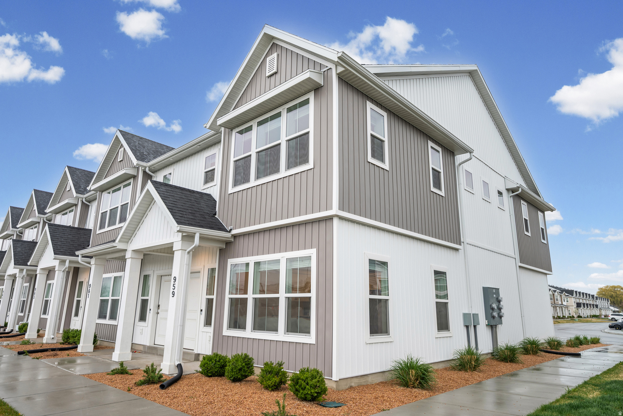 Welcome to this beautiful 2024 end-unit townhome in the growing community of Tremonton. Offering 3 bedrooms and 3 bathrooms at 1,281 square feet. This home combines modern living with convenience and low maintenance. Enjoy added light and privacy that comes with an end unit. This home is minutes from the freeway entrance, local golf course, hospital and local amenities. The community includes walking trails, a playground and pickleball court.