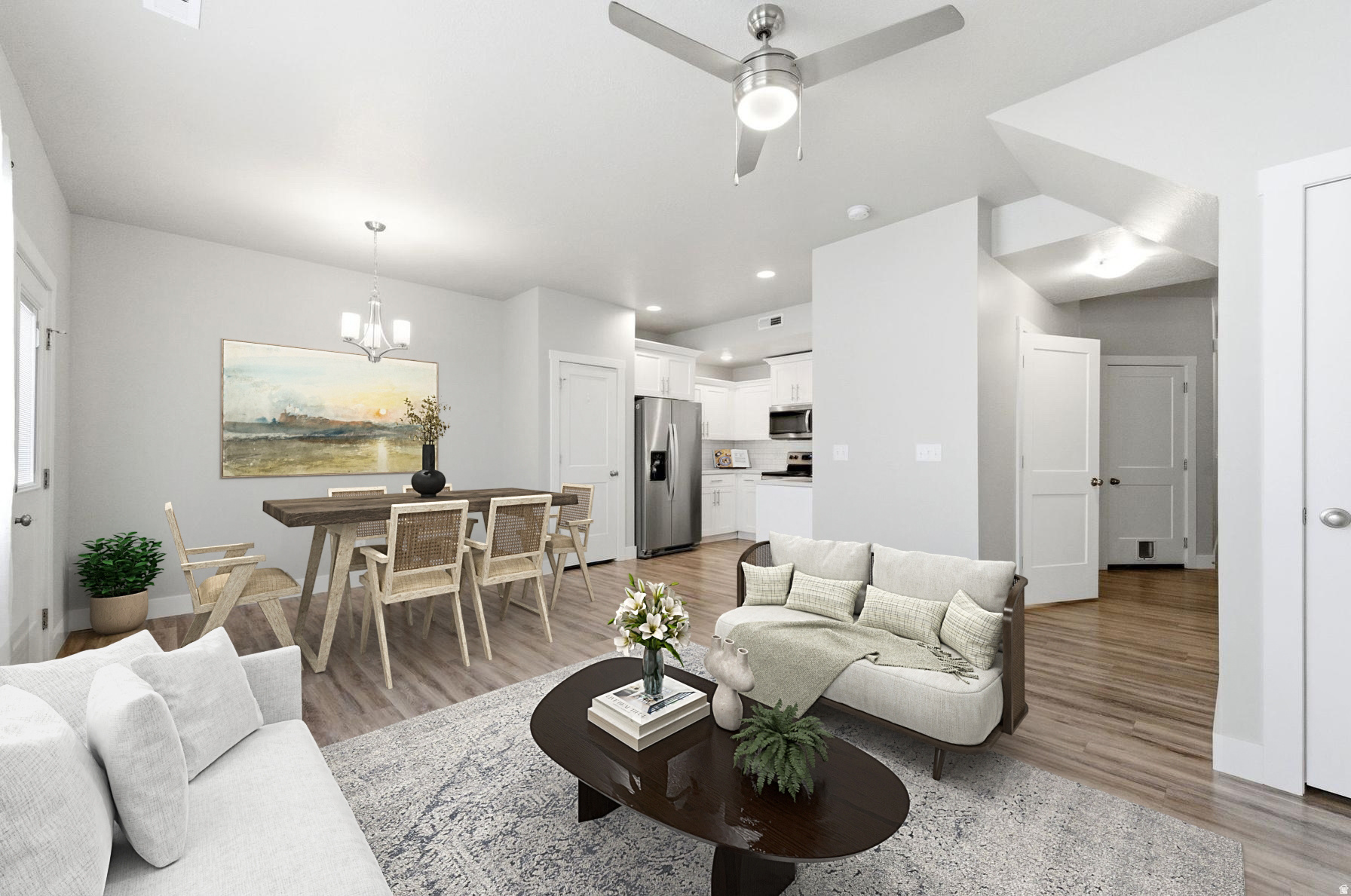This move-in ready rentable townhome offers the perfect blend of modern style and low-maintenance living, featuring elegant quartz countertops in both the kitchen and bathrooms, crisp white cabinetry for a bright, timeless look, and a full suite of stainless steel appliances that elevate the space with a sleek, contemporary feel-an ideal opportunity for buyers seeking a stylish, turnkey home with high-end finishes and effortless everyday comfort.