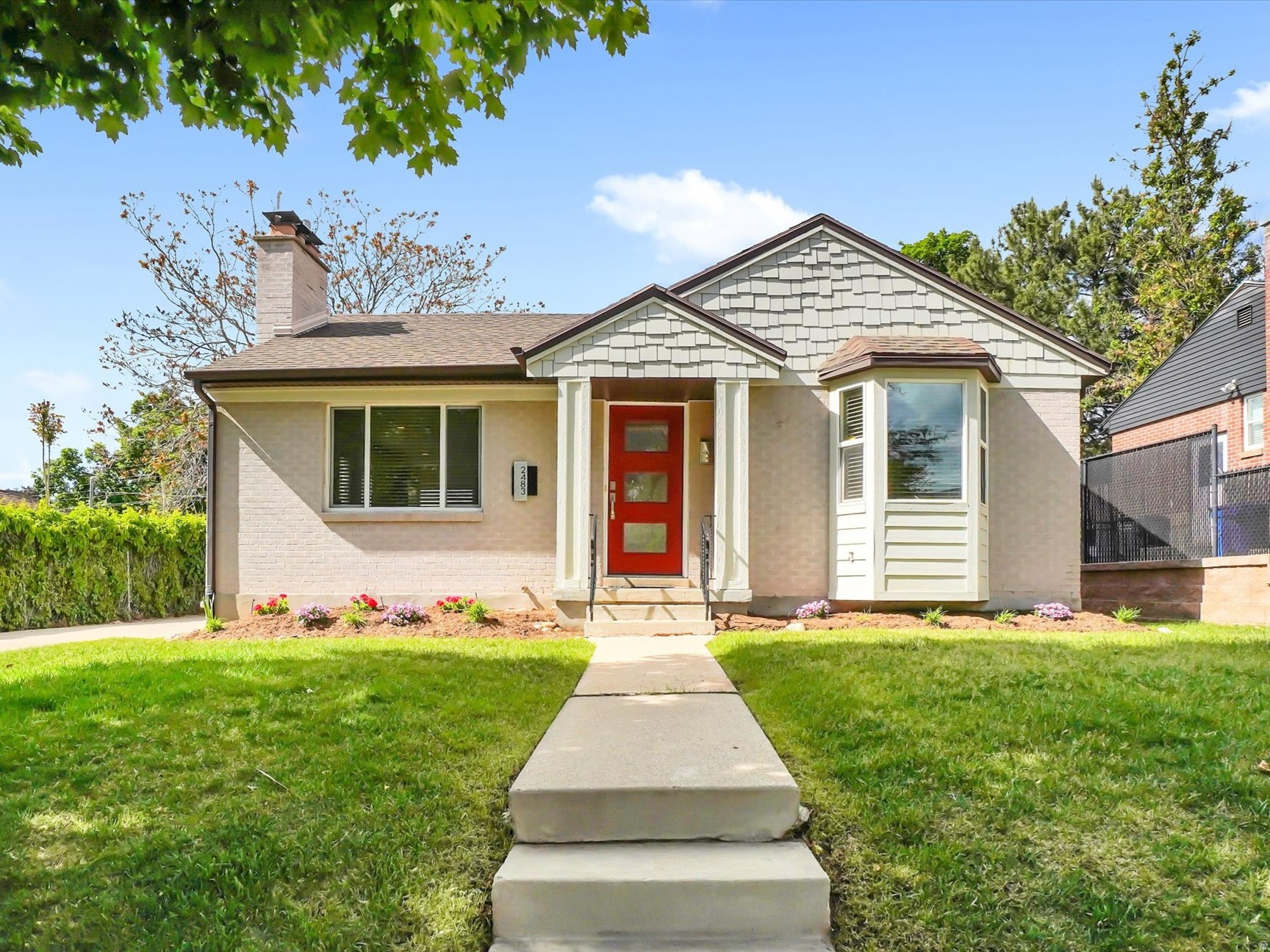Welcome to 2483  Elm This charming, timeless brick rambler is a must see! Located in the highly desirable area of Country Club Heights, this totally updated classic home has been redesigned to create an open floor plan including granite countertops, shaker cabinetry, stainless steel appliances, engineered hardwood floors, large main floor primary suite, plenty of room for a king size bed and furniture, with walk in closet, dual sinks, large shower, additional half bath on the main floor for guests and fireplace in the family room. Two more bedrooms downstairs with full egress windows, grates and ladder, nice family room, full bath and large laundry/utility room. Outside enjoy the large 2 car garage with opener. covered patio and manicured yard. Lovely, quiet neighborhood in one of the most popular locations in Salt Lake City . Easy access to freeways, Sugar House shopping and dining, close to canyons and ski resorts. square footage figures are provided as a courtesy estimate only and were obtained from County Records.  Buyer is advised to obtain an independent measurement. Buyer and Agent to verify all information. Agents, please see remarks.