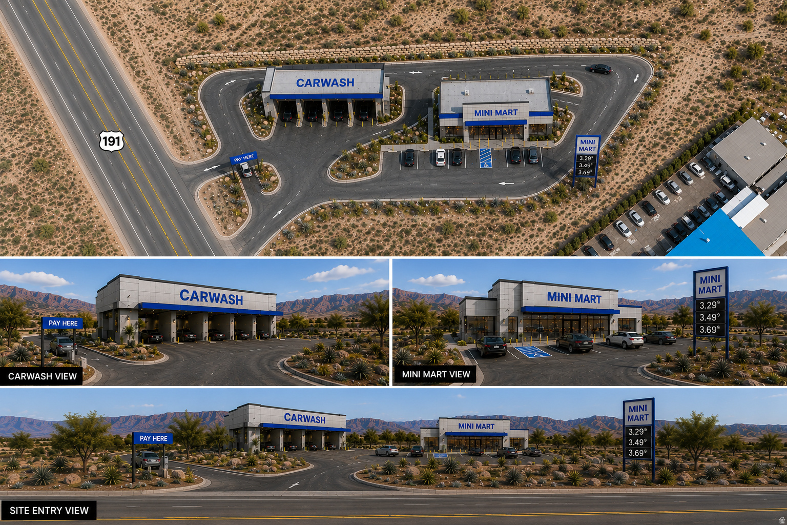 Discover the perfect investment property in the heart of Moab! Located at 1741 S Highway 191, this 3-acre commercial parcel offers unmatched visibility and accessibility, directly across from the newly developed Moab college campus. The seller is willing to consider seller financing and has reduced the price to $1.59M from $1,699,999, creating an exceptional opportunity for investors and developers. Don't miss this rare chance to own a prominent piece of Moab's commercial corridor with strong income and development potential. Contact us today to schedule a viewing or learn more!  All renderings, conceptual site plans, layouts, and mockups are provided strictly for marketing and illustrative purposes only. Designs shown are preliminary concepts and do not constitute engineered plans, approved site plans, surveys, or development approvals. Property lines, setbacks, easements, access points, parking layouts, building placements, UDOT right-of-way boundaries, utility locations, and development potential are approximate and subject to verification, governmental approvals, engineering review, and final design modifications. No guarantee or representation is made regarding feasibility, entitlement, permitting, or final approved use of the property.  There is a known storm drain easement affecting portions of the property that will require consideration and coordination with qualified architects, engineers, surveyors, and/or governmental authorities during any future development or planning process.  All mockups, renderings, marketing concepts, and related materials are proprietary marketing materials created for and owned by the Listing Brokerage. These materials are non-transferable and may not be reused, reproduced, distributed, modified, or relied upon by third parties without prior written consent from the Listing Brokerage.