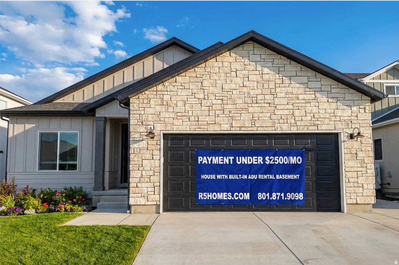 The Juniper Plan - BUY A HOME WITH MORTGAGE PAYMENT UNDER $2,500/MO! BUY R5 HOME WITH RENTABLE APARTMENT ADU. NO HOA!  Most people buy a home and never think twice about the basement. It's unfinished, unused, and quietly adding to the price of the house without adding any real value. At R5 Homes, we see that space differently.  We turn basements into beautiful, fully finished ADUs that are designed to work for you. Each one includes a full kitchen, a private bathroom, its own entrance, and independent heating and cooling using high-efficiency heat pumps-so it lives like a real home, not an afterthought.  That finished basement isn't just extra space. It's a built-in income opportunity. A rental ADU can cover up to 40% of your monthly mortgage, making homeownership more affordable and far less stressful.  With an ADU, you're no longer forced to choose between buying a smaller home or stretching your budget. You can afford more house, build equity faster, and protect yourself from rising rents-without settling for a crowded townhome or staying trapped in a rental cycle.  ADUs are changing how people buy homes. Homeowners who have them are saving thousands every year and gaining flexibility that most houses simply don't offer.  And when your needs change, your ADU adapts. Open it up to the main home, give your kids their own space, welcome parents, or expand your living area as your family grows-all without moving.  More income. More flexibility. More long-term value.  That's what R5 Homes builds. Come visit R5 Homes and see how a basement can change everything.  Come see us! Model Home: 5363 N Sulley Way, Eagle Mountain, UT 84005