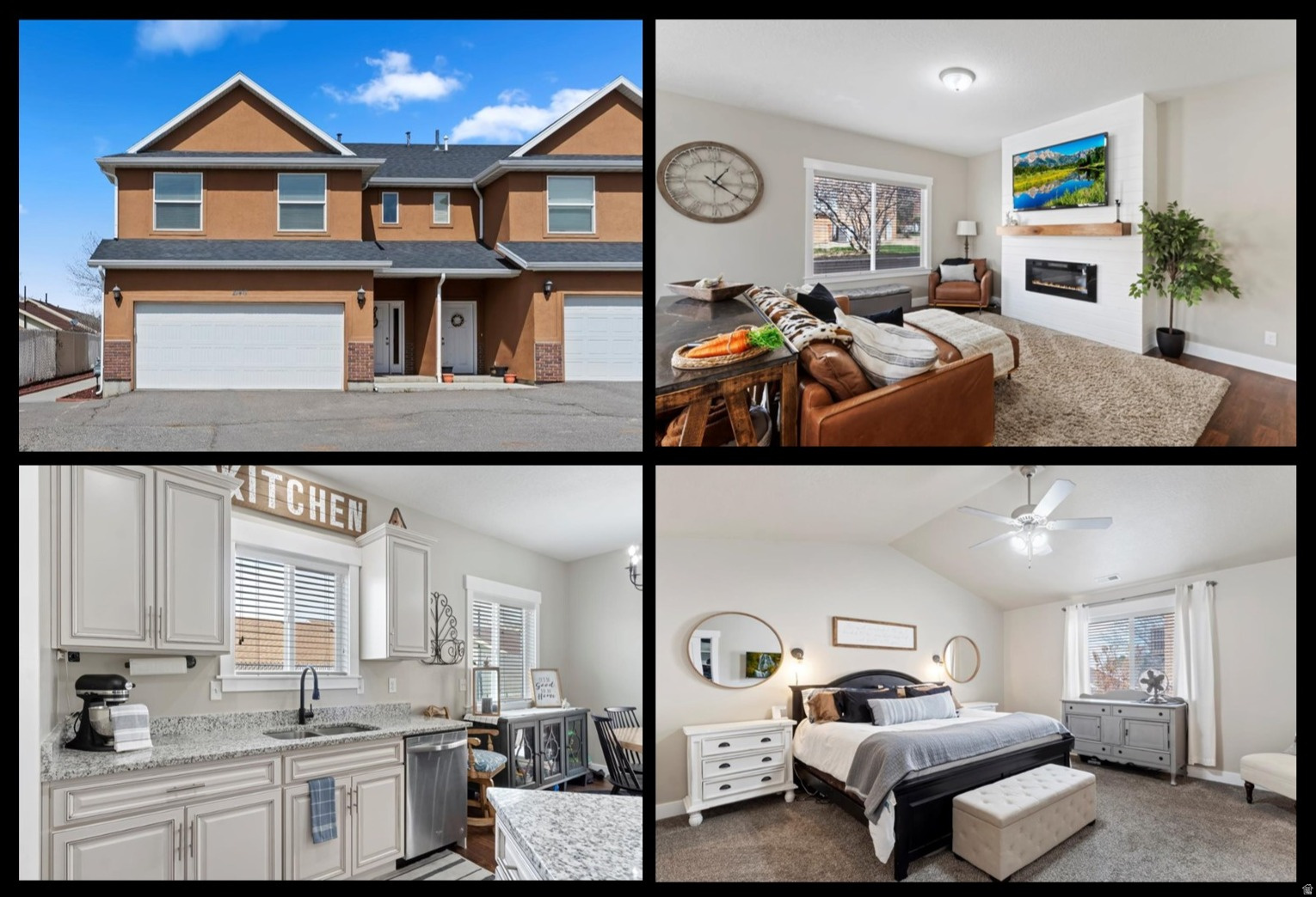 Easy Living for the busy family in this desirable end-unit townhome featuring 2-car garage, welcoming foyer, spacious great room with electric fireplace and wood mantle, easy maintenance LVP flooring, large windows letting in lots of natural light, efficient kitchen with SS appliances / granite counters / center island / corner pantry, large dining area, 3-panel doors, brushed nickle hardware, oil-rubbed bronze light fixtures and half bath complete the main level. Upstairs features primary bedroom with vaulted ceiling / walk-in closet / main bath with dual sinks / separate soaking tub and shower, 3 additional large bedrooms and 1 full bath, plus laundry. Outside features patio area, HOA with in-ground swimming pool, BBQ area, snow removal, garbage and sewer and water paid. Schedule your tour via Aligned Showings.