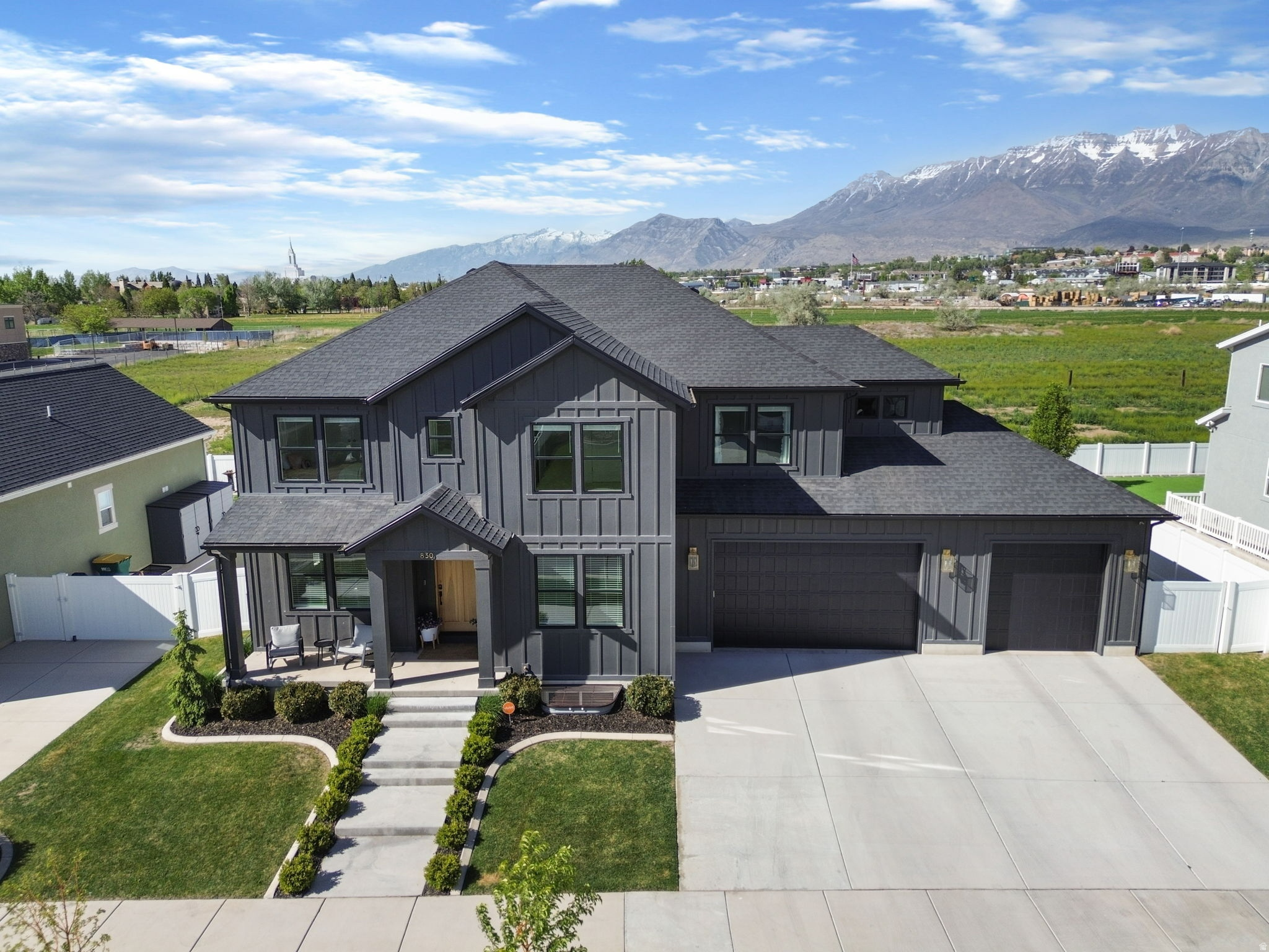 *** OPEN HOUSE - SAT JUNE 6TH - 11-2 PM*** Experience modern living at its finest in this stunning Orem single-family home, thoughtfully designed with space, style, and functionality in mind. Featuring 6 bedrooms, 3.5 bathrooms, and a dedicated office, this home offers incredible flexibility with a formal living room that can easily serve as an additional office, lounge, music room, or flex space, while the fully finished basement provides a spacious family room and exercise area-perfect for both entertaining and everyday living. The heart of the home is the show-stopping kitchen, featuring striking black cabinetry, stainless steel appliances, and undeniable wow-factor, all opening to a bright and airy great room with soaring ceilings, expansive windows, and breathtaking mountain views that fill the space with natural light. The expansive primary suite offers a true sense of luxury with generous space, a beautifully appointed ensuite featuring abundant counter space and a separate oversized soaking tub, along with an impressive walk-in closet designed for both elegance and function. Enjoy abundant storage throughout the home and in the expansive three-car garage. With its sleek, modern design and upscale feel, this home delivers both comfort and sophistication, all conveniently located just minutes from I-15 for easy commuting while nestled in a desirable Orem location.Square footage figures are provided as a courtesy estimate only and were obtained from County Records. Buyer is advised to obtain an independent measurement.