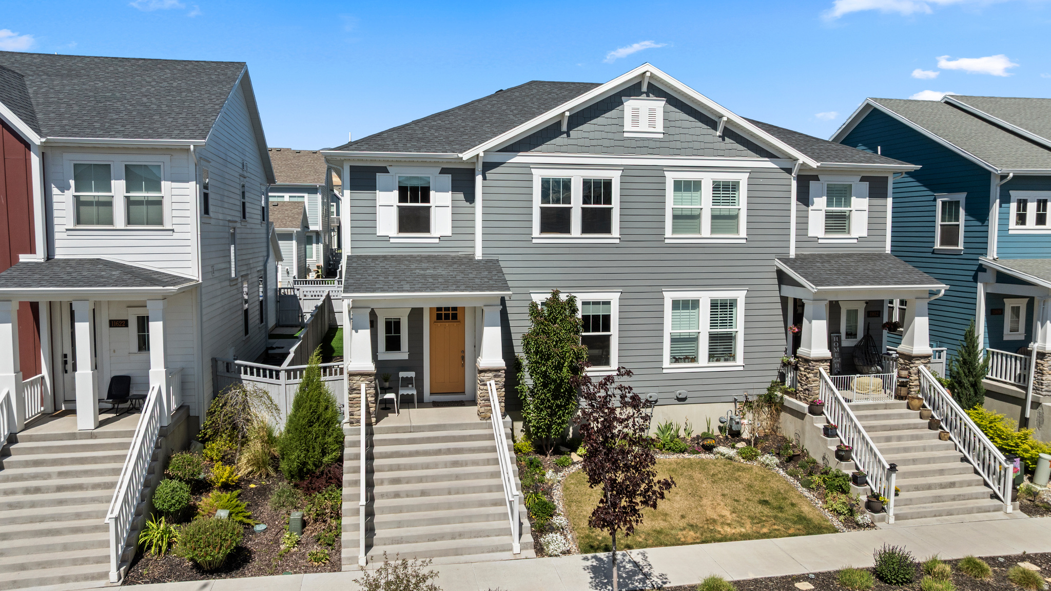 Beautiful paired villa in the Daybreak Cascade Village community featuring an open-concept floor plan with 9-foot ceilings and large windows that fill the home with natural light. The main level showcases luxury vinyl plank flooring, built-in cabinetry with a bench, and a spacious kitchen complete with an island bar, pendant lighting, and a large pantry. Convenient mudroom located just off the garage, along with abundant storage throughout the home. Enjoy low-maintenance outdoor living with a covered back porch and turf lawn. The spacious primary suite features an ensuite bathroom and an oversized walk-in closet. Ideally located just one block from the watercourse, park, and The Cove at Daybreak clubhouse, where you can gather with family and friends to enjoy games, beach access, and water activities. Five minutes from SoDa Row and downtown Daybreak with dining, shopping, and entertainment including the Salt Lake Bees baseball stadium.