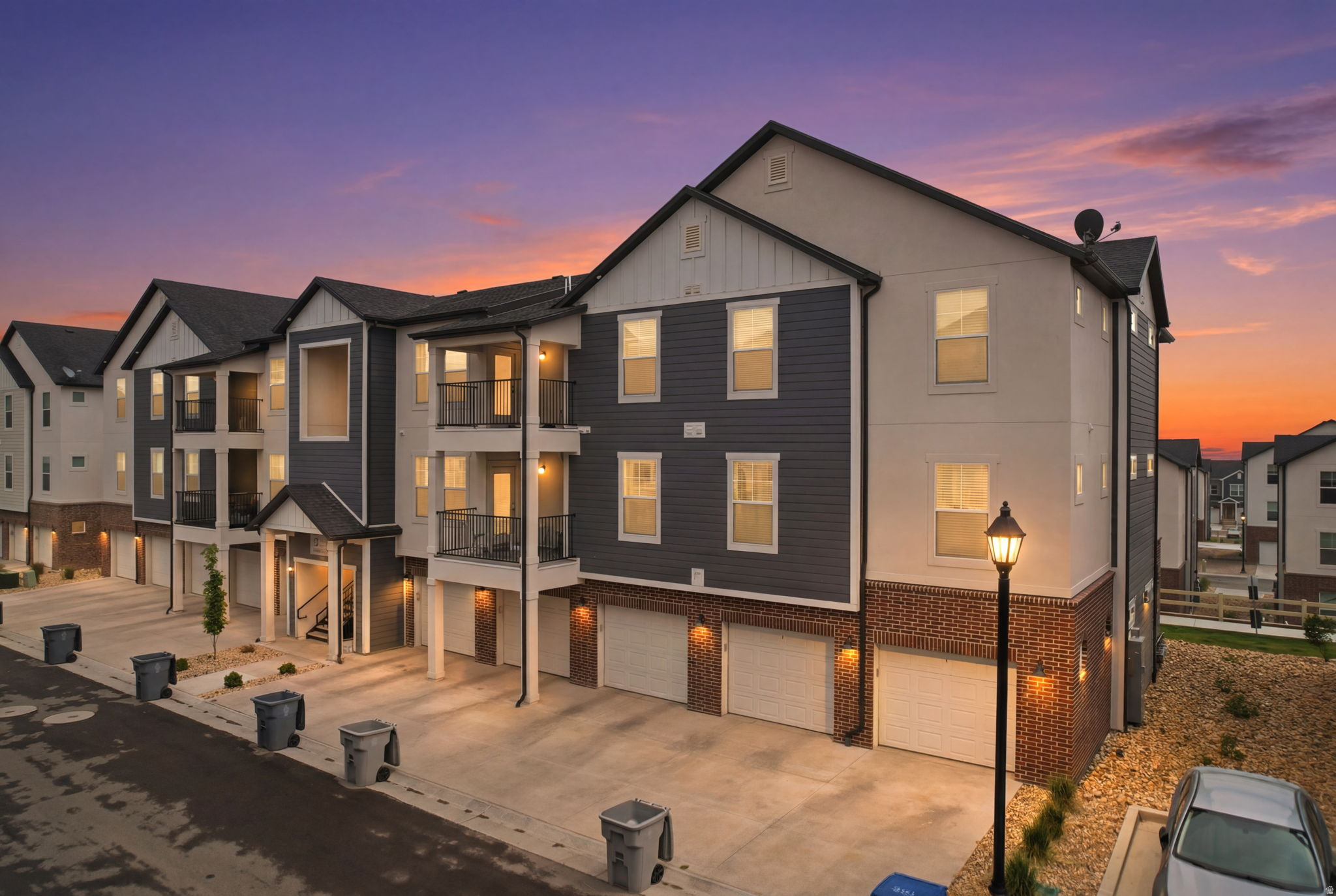 Welcome to this beautifully maintained middle-level condo in the desirable Highridge community of Saratoga Springs! Built in 2023, this move-in ready home offers 3 bedrooms, 2 bathrooms, and an open-concept layout designed for comfortable everyday living. The kitchen features stylish quartz countertops, modern finishes, black cabinet hardware, an electric stove, and flows seamlessly into the spacious living and dining areas. Enjoy the convenience of a private patio, secured building access, attached garage parking, and low-maintenance living with HOA amenities including a clubhouse, pool, pickleball courts, playgrounds, trails, gym, snow removal, water, sewer, trash, and more. Ideally located near The Crossroads shopping area, restaurants, grocery stores, and everyday conveniences. Enjoy quick access to Redwood Road, Pioneer Crossing, and Mountain View Corridor for an easy commute throughout Utah County and Salt Lake County. Nearby parks, walking trails, and Utah Lake recreation make it easy to enjoy everything Saratoga Springs living has to offer. This home also features a smart front door lock for added convenience and security, along with a small linen closet and a separate utility closet providing additional storage and functionality. TV mounts included.