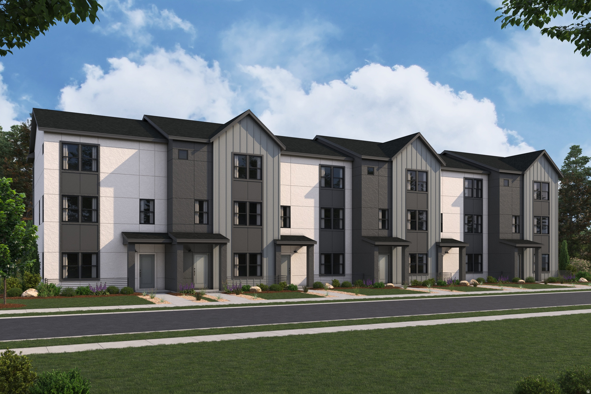 The three-story Manhattan townhome plan offers ample living space and inviting design with up to 2,163 square feet. The first floor offers a versatile flex room, waiting to be transformed to meet your needs. An open great room is at the heart of the second floor, flowing seamlessly into a dining area and a kitchen with a center island and a walk-in pantry. You'll also find a powder bath conveniently located on this level. The primary suite is on the third floor, boasting a walk-in closet and a private bath. Two additional bedrooms, each with a walk-in closet, round out this popular plan.