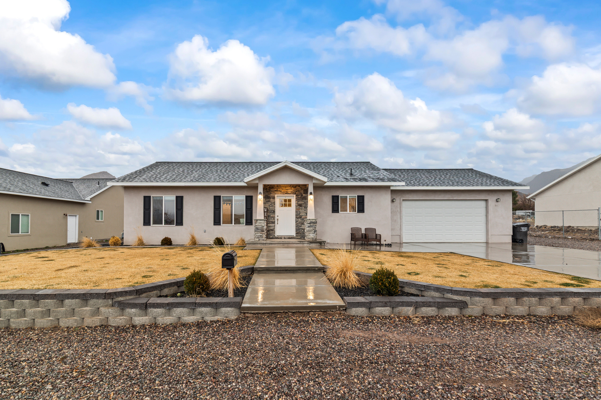 **Be sure to check out the 3D Tour**  Tucked away in a quiet cul-de-sac, this inviting single-level 3-bedroom, 2-bath home offers the perfect blend of comfort, functionality, and that "right at home" feeling from the moment you walk in. With everything conveniently located on one level, everyday living is effortless and accessible. The open-concept layout creates a natural flow between the living, dining, and kitchen spaces, making it easy to stay connected whether you're hosting friends or enjoying a cozy night in.  The kitchen is designed with real life in mind, featuring generous cabinetry and plenty of storage so everything has its place. The primary suite feels like a true retreat, complete with a spacious walk-in closet and private bath. Two additional bedrooms provide flexibility for guests, a home office, or whatever best fits your lifestyle.  You'll also appreciate the heated garage during colder months and the convenience of a full sprinkler system to keep the yard looking its best with minimal effort. With its peaceful cul-de-sac setting, single-level living, and thoughtful features throughout, this home offers comfort, convenience, and a space you'll truly love coming home to.   Square footage figures are provided as a courtesy estimate only and were obtained from county records.  Buyer is advised to obtain an independent measurement.