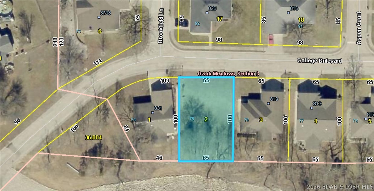 Fantastic building lot in 55+ neighborhood of Ozark Meadows. Osage Beach location close to everything! Flat off the road with a slope in the back, this lot will handle a one level home with flat driveway or easily accomodate a home with a walkout lower level. Nice building envelope on this 65x100 lot that has access to city water and sewer.