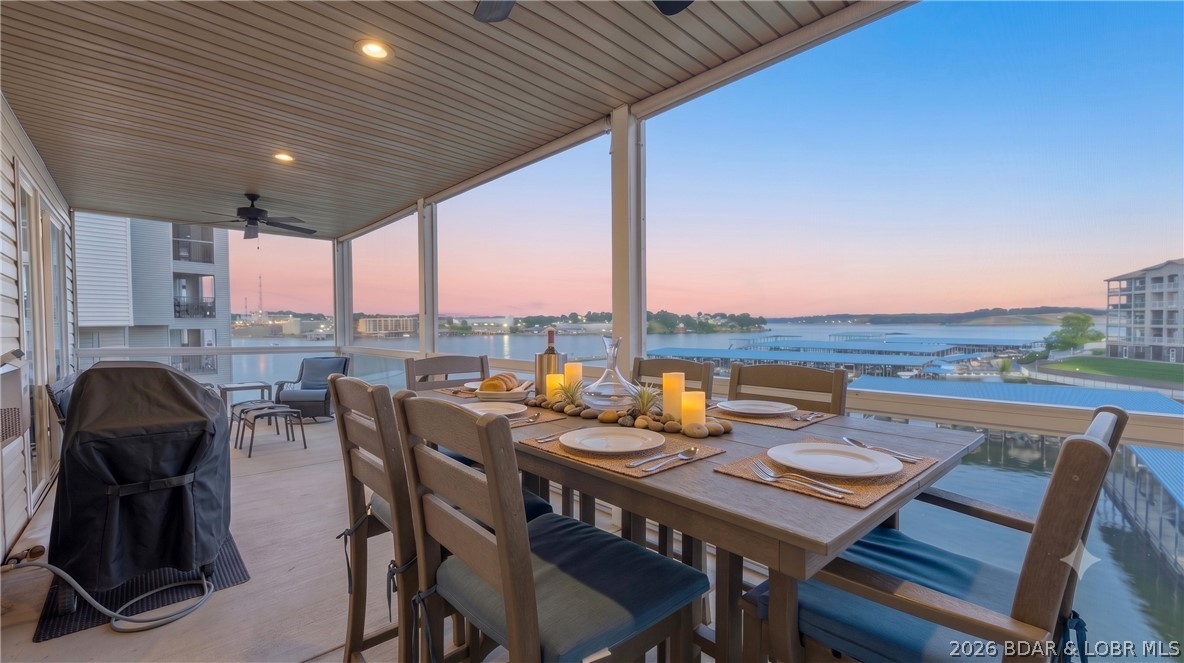 THE PERFECT MATCH! Not one, but TWO seamlessly connected condos create one spectacular residence at popular Lands End! A truly R-A-R-E offering, this expansive retreat delivers the epitome of space, versatility, and opportunity—perfect for entertaining, hosting generations of family and friends, or enjoying exceptional rental potential. 3280 sq’ in total brings 6 bedrooms, 5 full baths, 2 kitchens, 2 living areas, 60+ feet of covered & screened patio, 2 boat slips, 2 laundry areas ALL ON ONE LEVEL! Enjoy the units together as one or close the door & enjoy individually. Owners and guests LOVE Lands End for the resort-style ameneities; Zero entry heated pool with sun & shade, lazy river, spash pad, basketball, clubhouse with billiards and a full fitness center. Elevator provides comfort with no steps to the door. Perfect location in Osage Beach only a few min off HWY 54, shopping, groceries all at your fingertips. At the 19MM by water - close to the lake's top restaurant destinations. Capture views of the new Oasis at Lakeport & near the Shoot-out Boat Race location. Strong Rental history with 250+ 5-Star Reviews! Newer Roof & HVAC. Fully Furnished—Simply Arrive & Unwind!