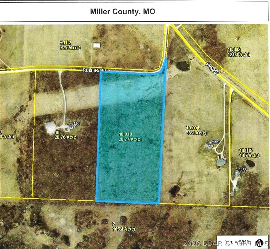 Youe opportunity to own 20 acres of land conveniently located just 400' off of Hwy 52 only minutes to Eldon and Highway 54. Hop on the highway and either head south toward the lake of north toward Jeff City. This is the one you've been waiting for; gentle topography with a great location for a small lake/pond. The property offers great privacy, with a nice tree buffer along Rush Rd. This property is a blank slate--ideal for private residence, hobby farm, quiet getaway, hunting, or it can be subdivided. The possibilities are endless! These opportunities don't come along very often in this location so contact your agent and come take a look.