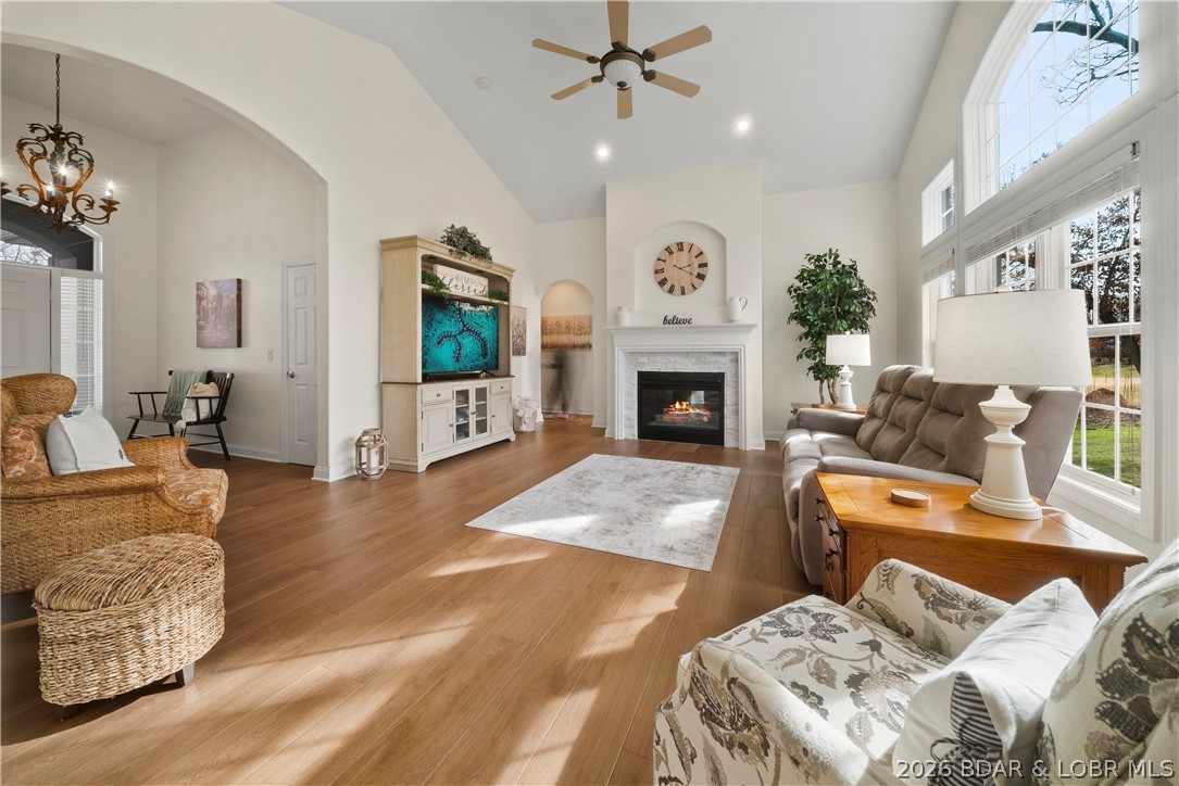 MOTIVATED SELLERS! Step inside this stunning, updated villa perfectly positioned on the 10th hole in the highly sought-after Porto Cima community! From the moment you enter, you’ll appreciate the open-concept design featuring vaulted ceilings, beautiful LVP flooring, and a spacious living room that flows seamlessly into the dining area and kitchen (ideal for both everyday living and entertaining). The private primary suite offers a relaxing retreat with an ensuite bath complete with a jetted tub and walk-in shower. Two additional generously sized bedrooms provide plenty of space for family, guests, or a home office. Step outside to your open deck and enjoy peaceful golf course views—perfect for morning coffee or evening unwinding. A spacious two-car garage and expansive driveway offer ample parking. Enjoy resort-style amenities just a short golf cart ride away, including a clubhouse, fitness center, pools, pickleball courts, dog park, playground, and boat facilities. Experience serene, convenient living at its finest!