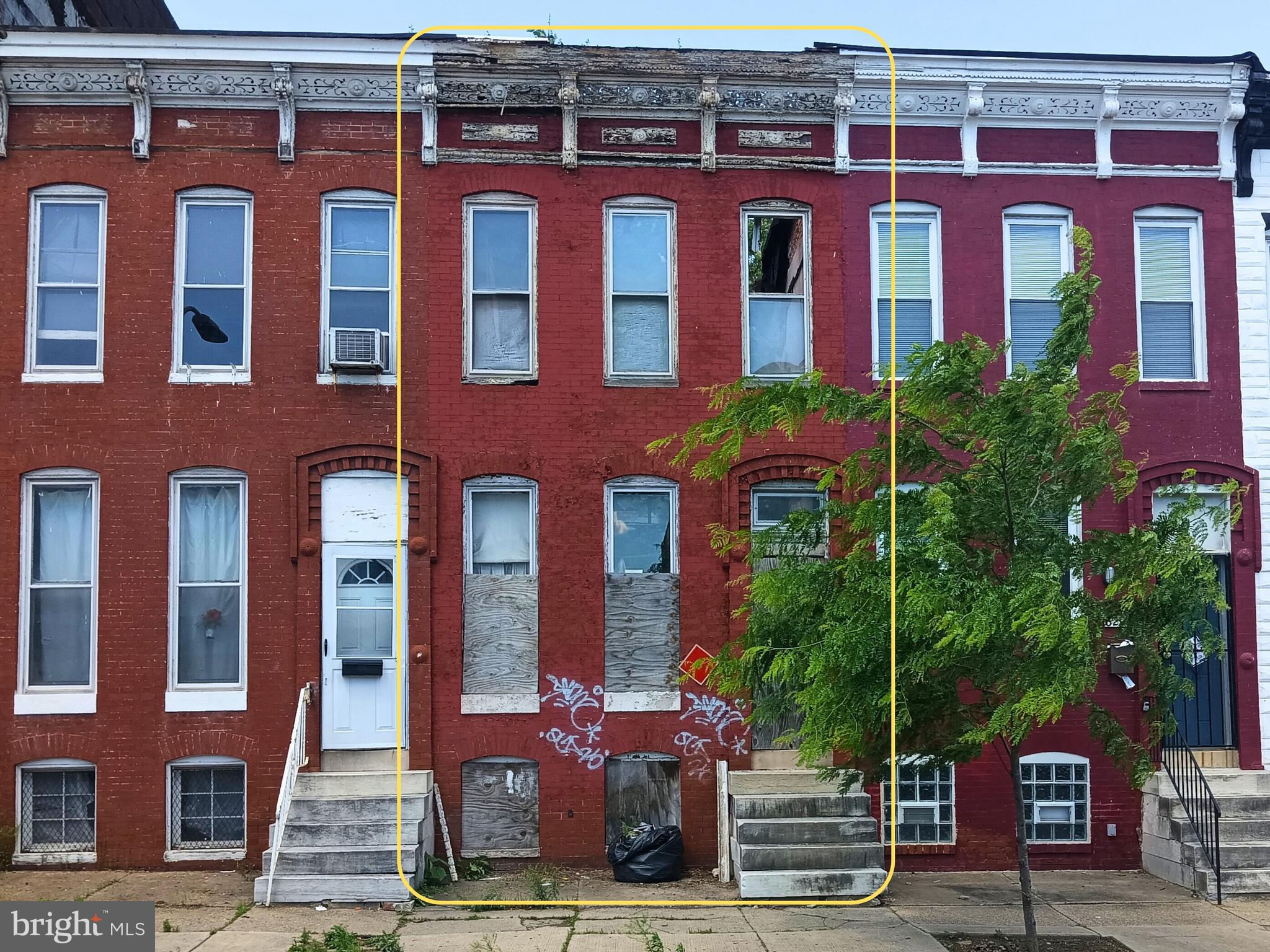 ONLINE AUCTION: This auction takes place on the Ashland Auction Group website bidding platform. Bidding begins 6/9/2026, 10:00 AM. Bidding ends 6/11/2026, 11:35 AM. The list price is the suggested opening bid. Deposit: $5,000.

This two-story townhouse is located in the Harlem Park neighborhood of Baltimore City. Residents can enjoy the nearby attractions and facilities such as the Harlem Square Park, West Baltimore MARC Train Station, Lafayette Square Park, and Grace Medical Center. The property is vacant and is in a cave in condition, ready for a total rehab. It is also conveniently located near North Avenue, Franklin Street, major commuter routes, downtown Baltimore, and public transit.
