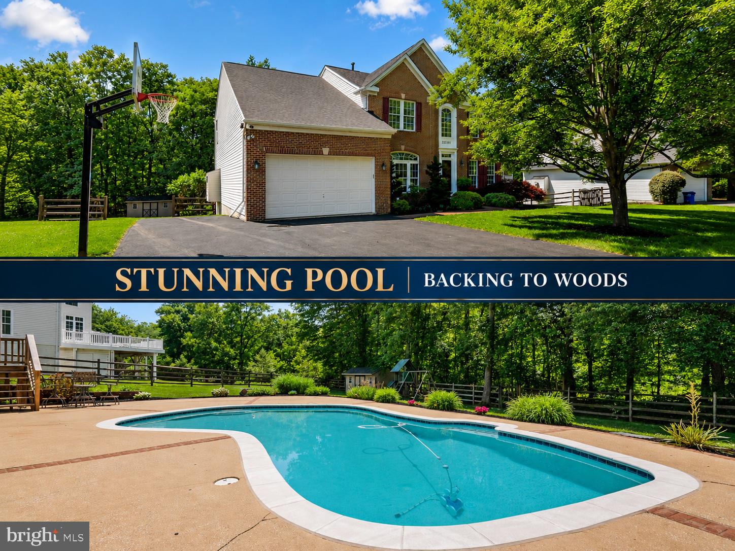 Welcome to this exceptional brick-front colonial offering over 4,500 square feet of beautifully updated living space on an absolutely breathtaking lot backing to woods. Situated on almost ½ acre, this private backyard oasis is truly resort-style living at its best featuring a gorgeous pool, hot tub, expansive decking, patio areas, lush landscaping, fenced rear yard, and incredible space for entertaining, relaxing, and enjoying nature. This move-in ready home offers an open and airy floorplan perfect for everyday living and large gatherings. The dramatic two-story foyer welcomes you inside and opens to a private office with French doors, a spacious Living Room with two walls of windows, and an enormous Dining Room highlighted by a bumped-out bay window, crown molding, and chair molding. The heart of the home is the impressive center island Kitchen featuring custom granite countertops, rich cherry cabinetry, stainless steel appliances including double ovens and a convection microwave, large eating area, and additional custom built-in cabinetry with beverage refrigerator. Sliding glass doors lead directly to the expansive composite deck overlooking the spectacular rear yard and pool. The adjoining Family Room is ideal for entertaining and offers a gas fireplace and ceiling fan. The Main Level also features a Mud Room with washer, dryer, and additional storage, along with a Powder Room. The Upper Level offers an enormous Owner’s Suite with vaulted ceilings, walk-in closet, and additional wall closet. The luxurious spa-inspired Primary Bathroom was beautifully remodeled and features dual vanities, gorgeous soaking tub, and an oversized walk-in shower with rainfall and handheld faucets. All three additional bedrooms are generously sized and include double closets and ceiling fans. The updated hall bathroom (2026) showcases custom tile work, tub/shower combination, and double vanity. The fully finished walkout Lower Level is designed for entertaining with recessed lighting, a huge Recreation Room, and a convenient kitchenette complete with sink, dishwasher, and microwave — perfect for poolside gatherings. The lower level also includes an enormous playroom with recessed lighting and walk-in closet, a full bathroom, and a large storage room.
Additional highlights include an 8-car driveway, Roof (2025), remodeled Primary Bathroom (2024), new carpet on the Main and Upper Levels (2026), and much more. Conveniently located near shopping, restaurants, and easy access to I-270. A truly special home offering the perfect blend of luxury, comfort, privacy, and incredible outdoor living.