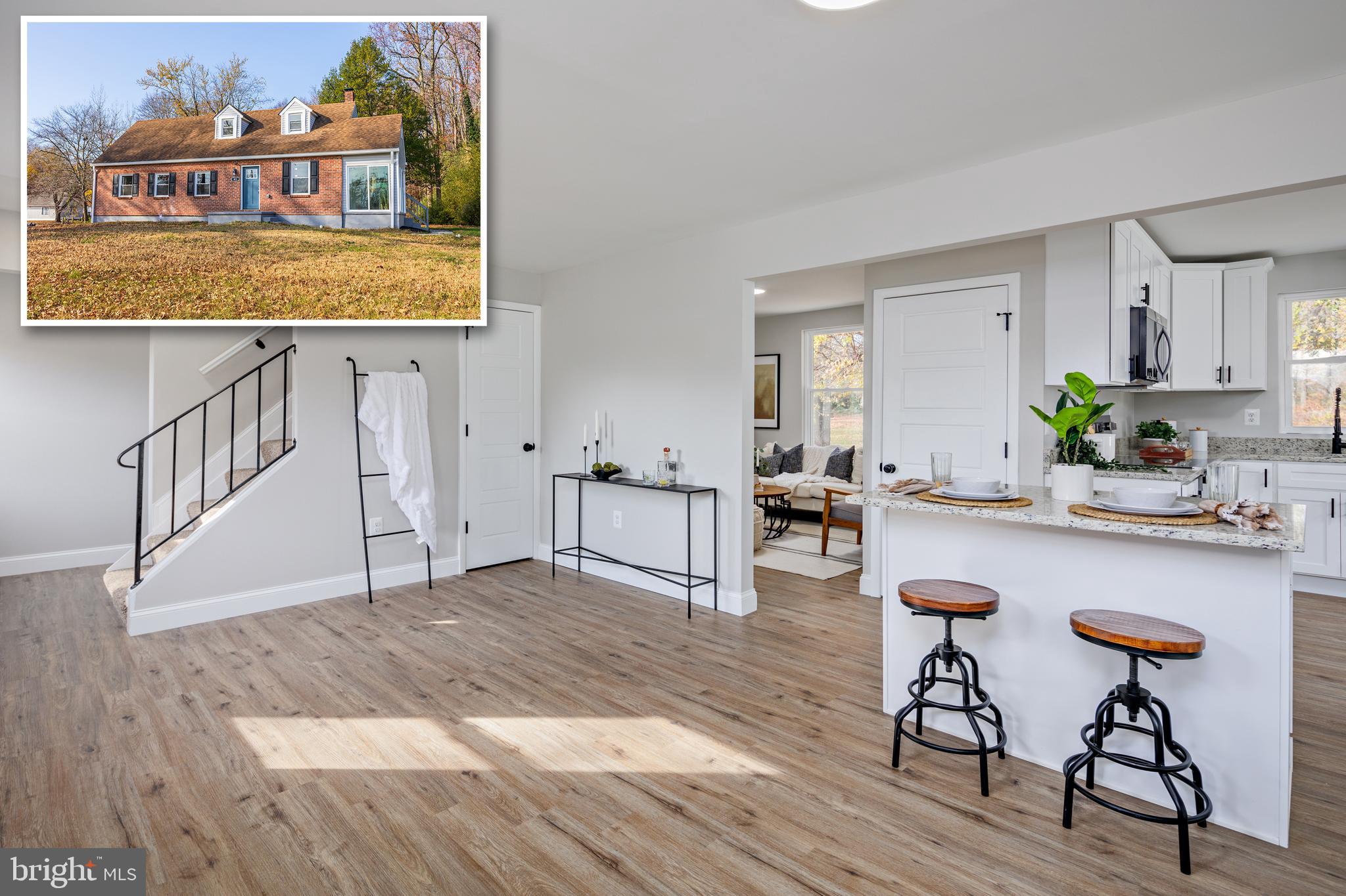 Charming Fully Renovated Home on Over an Acre of Land! Welcome to your dream home! Nestled on a sprawling 1+ acre lot, this stunning single-family detached home offers a perfect blend of modern comfort and timeless charm. Boasting a large front yard and expansive backyard, this property provides endless opportunities for outdoor living and entertaining. Step inside to discover a thoughtfully designed open-concept main level featuring a beautifully renovated kitchen with custom white shaker cabinetry, sleek granite countertops, a central island, and premium stainless steel appliances. The main floor also offers two generously sized bedrooms and a fully remodeled bathroom, ideal for family or guests. Upstairs, retreat to the luxurious master suite, complete with a spacious walk-in closet, a spa-like en suite bathroom, and the convenience of an adjacent laundry room. The home also features an enclosed sunroom, providing the perfect space to unwind while enjoying scenic views of your private yard. The unfinished basement offers endless possibilities for customization, whether you envision a workshop, recreation area, or additional storage. Rest assured, all renovations were completed with attention to detail by licensed contractors, and all necessary permits were secured for your peace of mind. Don’t miss the opportunity to own this turnkey gem with modern upgrades and abundant outdoor space. Schedule your private tour today!