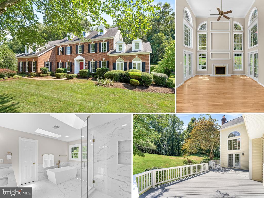 Welcome to 9711 Brookstone, a Stately Brick Colonial in Highly Desired Brookside | This Impressive Home Underwent a  $300K Reno in Spring ‘25 Including a Full Remodel of the Primary Bath + 3 Add’l Baths * Hardwood Refinishing on Main Level + New Hardwoods in the Primary Suite & Upper Level Halls * Fresh Paint Throughout * New Relocated Bedroom Level Laundry Room * New Mudroom * His & Hers Primary Suite Custom Closets & New Carpet in Secondary Bedrooms | Grand Curb Appeal w/ Classic Colonial Architecture *Handsome Brick Front & Charming Dormer Windows + Accented by Mature Landscaping & Trees | A Brick Lead Walk to the Covered Front Entry is Elegant & Inviting * Foyer is Grand w/Open Oak Staircase to the Upper Levels & Sweeping Sight Lines into the LR, DR * Sunroom & 2-Story FR * Beautiful Hardwoods -Recently Sanded/Refinished Run Through the Main Level | Flanking the Foyer are the Formal LR+DR * Perfect Spaces for Graceful Entertaining & Accented w/Chair Rail & Crown Molding. Through the Double French Doors of the LR is the Spectacular Sunroom w/Over 325sf of Glorious, Sun-Filled Space w/ Soaring Ceilings & Surrounded by Arch-Topped Atrium Windows * Truly Exquisite! | The 2-Story FR has Space for Everyone – as well as a Gas FP w/Marble Surround & French Doors Leading to the Deck | The Stunning Kitchen was Updated in 2011 w/Custom Cabinetry, a Furniture-Quality Hutch, Granite Countertops, Double Ovens & Oversized Island w/ Gas Cooktop. The Double Door Zero-Depth Monogram Refrigerator was Replaced in 2021. A Sunny & Spacious Breakfast Room has Triple Windows + French Door Leading to the Deck | The Main Level Home Office Features a Wall of Custom Built-Ins + French Doors for Quiet Privacy. An Updated Powder Room Services the Main Level as well as a New Mudroom w/Custom Cubby/Org Center, Quartz Countertops & Sink | Following the Oak Staircase w/ Carpeted Runner to the Second Floor, New Hardwoods Run Through the Hall + into the Luxurious 23’ x 18’ Primary Suite. The Primary Suite Boasts a Vaulted Ceiling, Chair Rail Molding, Gorgeous Palladian Window & 3 Huge Walk-In Closets w/Custom Shelving. The Primary Bath is All New & Features a Marble Vanity w/2 Sinks, Modern Soaking Tub, Frameless Glass Shower w/Polished & Mosaic Tile & a Smart Mirror. Brushed Brass Fixtures are used throughout. Skylights & Double Windows ‘Bring the Outside In’ for a Spa-Like Experience. 3 Add’l Spacious BRs are on this Level w/New Carpet, Abundant Closet Space, Ceiling Fans & Chair Rail. BR #2 has an En Suite Bathroom & Walk-In Closet & BRs 3/4 access a Full Hall Bathroom. Both Baths are Fully Remodeled w/Marble Vanities, Frameless Glass Showers, Ceramic Tile Floors, Brushed Brass Fixtures & Smart Mirrors | Following the Open Oak Staircase to the 4th Level, You’ll Find New Hardwoods in the Hall, the 18’ x 14’ 5th BR w/New Carpet & an Additional Full Bathroom, Freshly Remodeled w/High End Finishes. This Sizeable 4th Level is a Tremendous Bonus Rarely Found in Brookside & has Limitless Potential – an Au Pair Suite, 2nd Home Office, Gym, etc. | The Walkup Basement Provides +1900sf of Finished Rec Room Space, a 6th BR/Guest Room, Full Bathroom & Loads of Finished & Unfinished Storage w/Shelving. Endless Potential Here as well! Also Perfect for Storage is the Immaculate/Freshly Painted 3-Car Garage w/Wall Cabinets & Hanging Storage. Stepping Outside, There’s an Amazing Deck Spanning 63’ Around the Rear of the Home that is Washed, Painted & Ready to be Enjoyed. Deck Overlooks the Picture-Perfect Backyard w/So Much USABLE Space & Backs to Trees | All of This in a Location that Can’t be Beat! Minutes from the W&OD Trail/Parks, Meadowlark, Wolf Trap, Shops/Restaurants in Vienna, Tyson’s, etc. Award-Winning Marshall HS Pyramid Schools, an Idyllic Neighborhood w/Annual Community Events, Ultra Convenient to Dulles Airport, Dulles Toll Road & 495. Perfection!