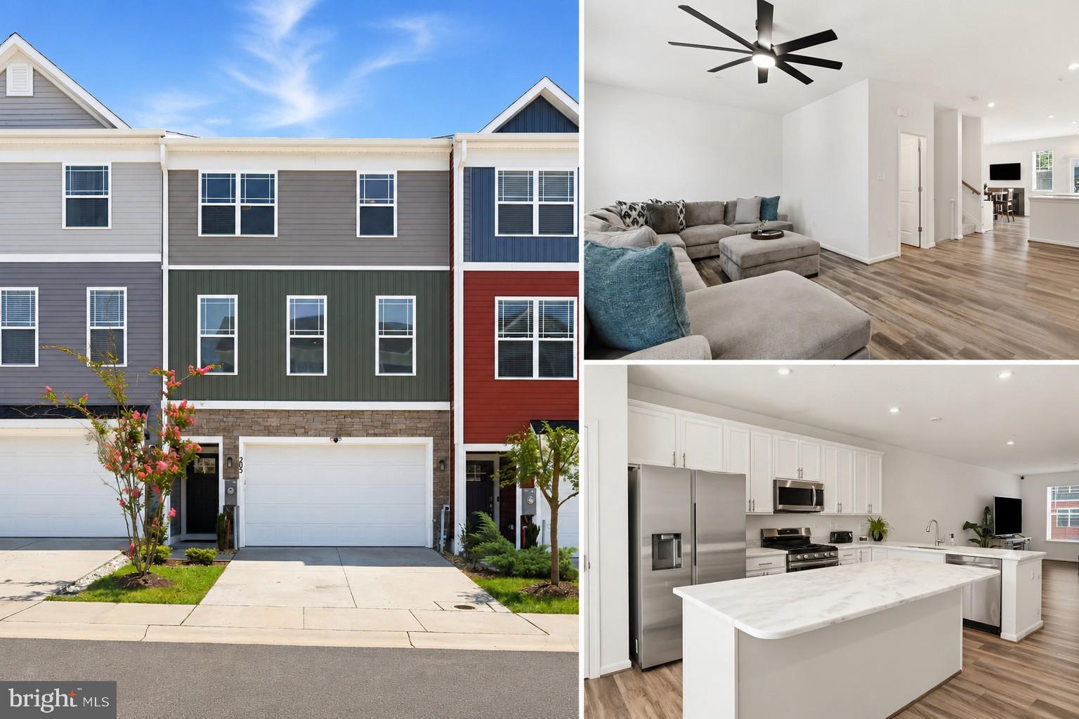 Exceptional space, modern finishes, and a convenient Glen Burnie location come together in this beautifully appointed townhome built in 2022. The main level offers a spacious living room, dedicated dining area, and a stunning kitchen featuring quartz countertops, stainless steel appliances, a large center island with breakfast bar, pantry, and access to the private composite deck. Upstairs, the primary suite features a walk-in closet with a custom organization system and a private en suite bath with a double vanity and oversized tiled shower. Two additional bedrooms, a full hall bath, and upper-level laundry complete the upper level. The finished walkout lower level offers exceptional flexibility with a full bath and a spacious room ideal as a recreation room, guest suite, home office, or fourth bedroom. Ideally situated just off MD-97 and Quarterfield Road, this home offers convenient access to BWI Airport, Fort Meade, Baltimore, Annapolis, shopping, dining, and major commuter routes.