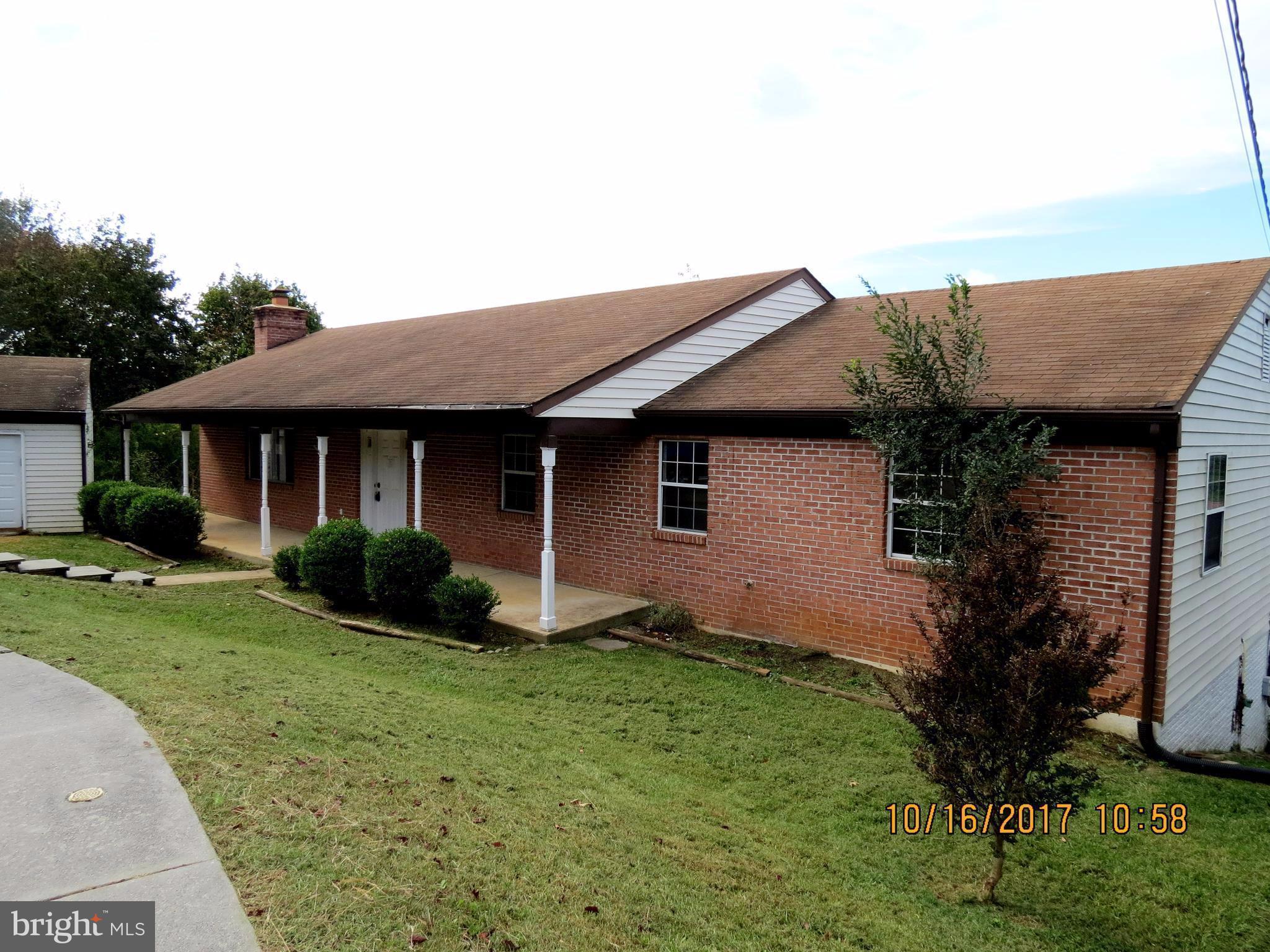 Large rancher home located in a very convenient location in Charles Town, WV! Great for commuters!  Close to Rt.51,RT.340, RT.9 and close to the hospital. Basement partially finished and a detached garage. Sold as is. Home warranty up to $500 for owner occupants.