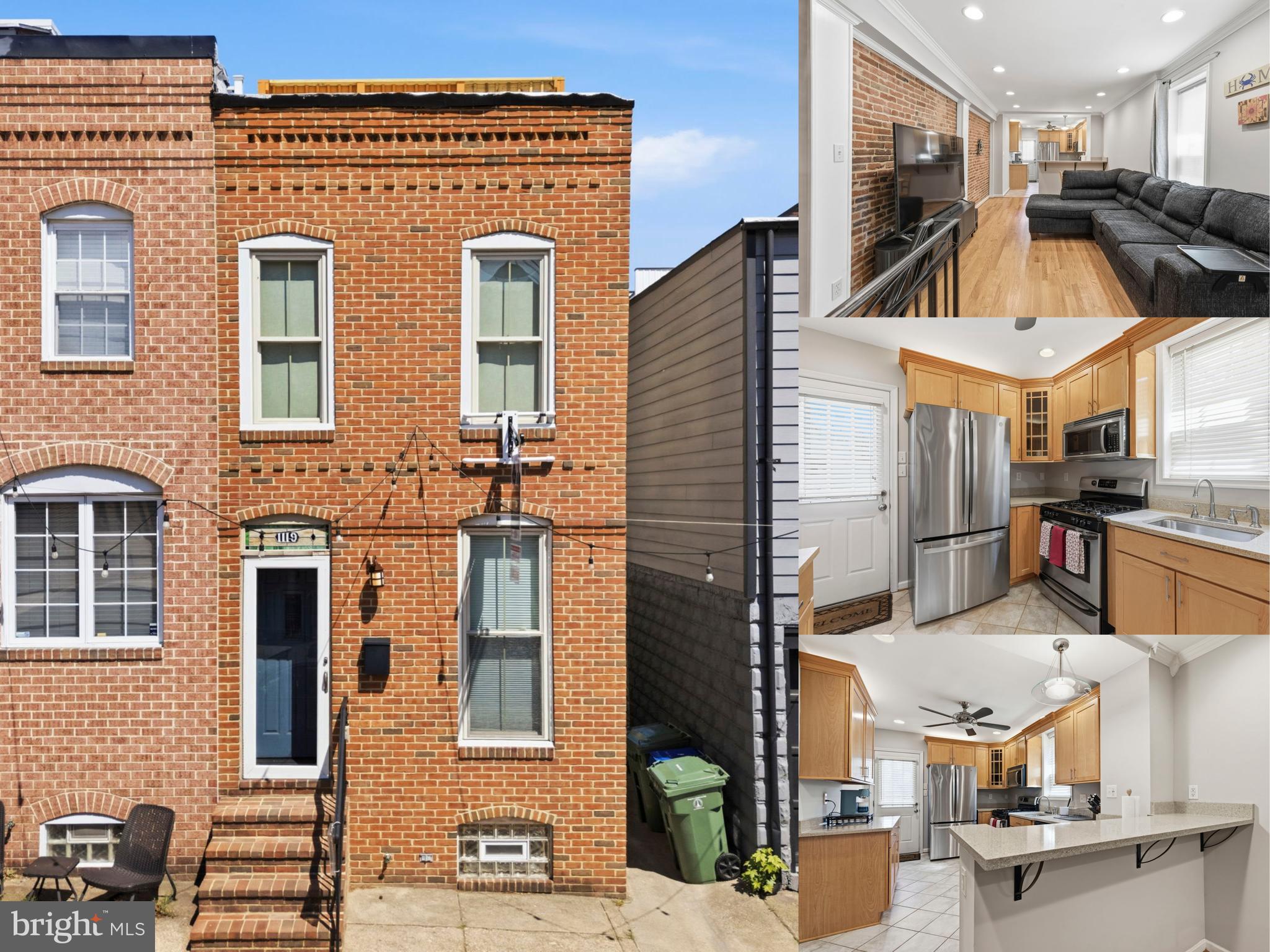 1-bedroom, 1.5-bath Federal end-of-group townhome in Canton with a rooftop deck, exposed brick, and private outdoor space that delivers classic Baltimore character with an elevated urban feel. Thoughtful interior details and stylish finishes set the tone, including a kitchen with Silestone countertops, breakfast bar, light maple cabinetry, stainless steel appliances, and tile flooring. The layout lives comfortably across three levels, with warm, inviting living spaces, a convenient half bath on the main level, and a finished lower-level flex room ideal for a home office, lounge, workout area, or guest overflow. Upstairs, the bedroom level offers a full bath and a comfortable retreat, while the rooftop deck creates standout outdoor living space for relaxing or entertaining above the city. A private rear patio with storage shed adds even more flexibility. Located in sought-after Canton near Patterson Park, the Canton Waterfront, Fells Point, Johns Hopkins, major commuter routes, neighborhood dining, shopping, and downtown Baltimore, this end-of-row home offers a low-maintenance lifestyle in one of the city’s most popular neighborhoods.