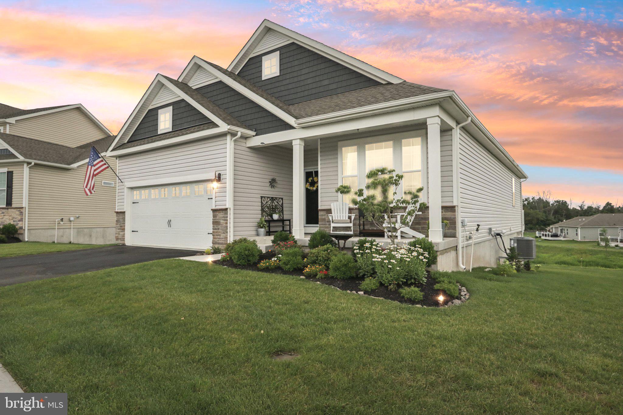 Welcome home to 184 Haven Dr., an  exceptional home in Pottsgrove Hunt offering one of the most desirable lots in the community. Only a little more than a year old, this is an amazing opportunity to own new but there is no wait for yours to be built... this is it! Spectacular pond views, a walkout basement, and upgrades throughout, it’s a rare find that combines natural beauty with thoughtful design. Pottsgrove Hunt is conveniently located just minutes from Costco, Target, and the Philadelphia Premium Outlets, with easy access to Routes 100 and 422.

Inside, the popular Laurel model welcomes you with a spacious, open-concept layout that flows seamlessly from the foyer through the kitchen, dining area, and great room—perfect for entertaining or everyday comfort. The kitchen is beautifully appointed with quartz countertops, soft-close cabinetry, and custom backsplash, offering both style and function. Three bedrooms and two full baths are located on the main level for easy living, while the finished walkout basement provides a versatile bonus bedroom, an additional full bath, and extended living space with stunning views.

Step outside onto the fantastic upgraded deck, ideal for relaxing or gathering with friends as you enjoy the picturesque setting. The home’s premium location and low-maintenance lifestyle are further enhanced by community amenities including a clubhouse, tennis and pickleball courts, bocce ball, and walking trails. With a summer move-in available and upgrades galore, this is the perfect opportunity to enjoy comfort, convenience, and connection in a home that truly stands out.