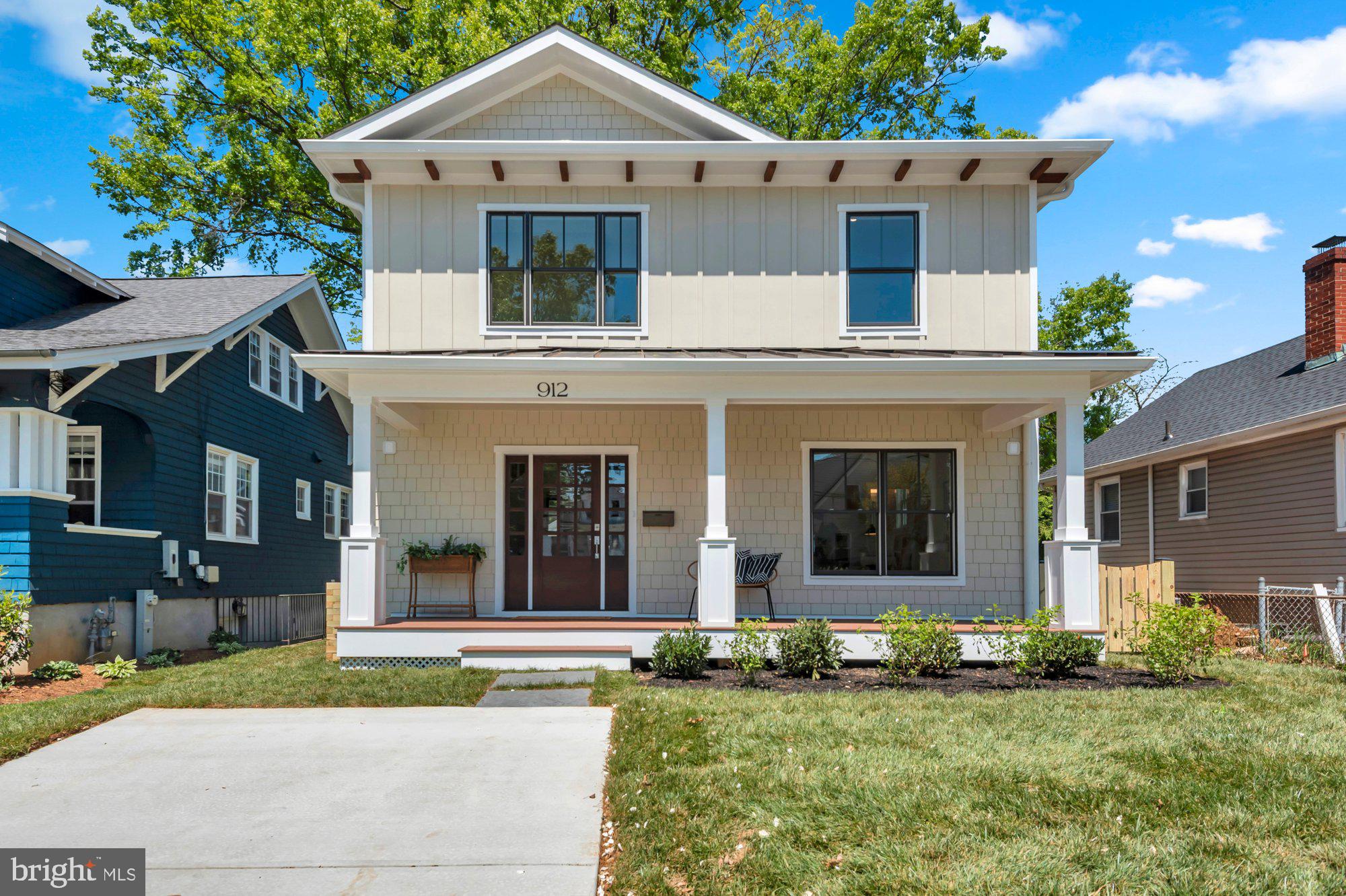 Welcome to 912 Windsor Ave — The only ground up new construction home that is move in ready within city limits located right in the heart of coveted Eastport, Annapolis! With inspiration from a traditional four-square style home, this thoughtfully designed residence spans three finished levels and offers 3,029 square feet of refined finished living space offering 5 bedrooms and 4.5 bathrooms. Step inside into a welcoming foyer with a custom built-in bench and 9” wide wood floors.  The open floor plan unfolds beneath a 9-foot tall shiplap ceiling with stained accent-beams. The gourmet kitchen is a showstopper — premium quartz countertops, an oversized island with seating, monogram stainless steel appliances, and a walk-in pantry. The family room features a gas fireplace, built-in shelving, and an 8-foot tall Pella quad glass slider which opens to a Trex deck overlooking the spacious fully fenced backyard. The main floor bedroom with an ensuite bath provides future flexibility with it currently set up as an office but providing the option for main floor living if needed. Upstairs, the luxurious primary suite boasts scalloped walnut wainscoting, a shiplap tray ceiling, and a large walk-in closet with built-ins. The ensuite bath dazzles with a fully tiled backsplash double vanity and walk in shower which includes a bench, rain head, and handheld fixtures. Two additional bedrooms with walk in closets share a beautifully appointed hall bath, while an upper-level laundry room offers convenience. The fully finished basement elevates entertaining with a wine bar, beverage fridge, and display wine rack — perfect for hosting.  Outside, enjoy a manicured lawn with full irrigation, Sonos integrated outdoor speakers, and a firepit paver patio.  Just a walk from the Annapolis Yacht Club, City Dock, iconic restaurants, and the U.S. Naval Academy, this is Annapolis living at its finest.  Easy access to Washington, DC & Baltimore. Come see this gem in person to experience all the amenities it has to offer before it is gone!