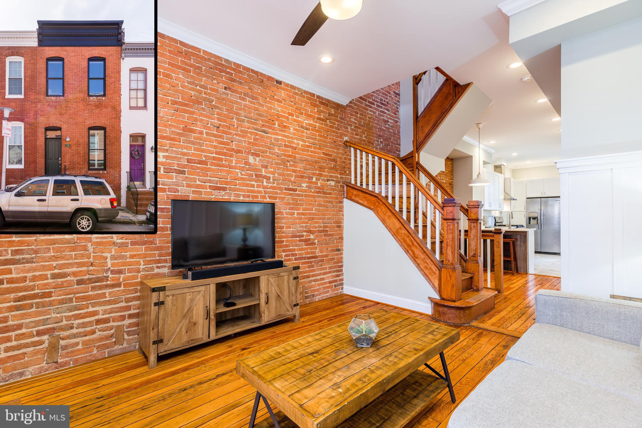 WELCOME HOME TO THIS BEAUTIFULLY RENOVATED TOWNHOME IN THE HEART OF FEDERAL HILL! 7 YEARS LEFT ON CHAP TAX CREDIT! PARKING PAD AND ROOFTOP DECK! 3 bed / 3 FULL bath. This home was lovingly renovated from top to bottom 3 years ago by New Renaissance, and no detail was missed, as it's in excellent condition. This home retains all of the character of the original house with its restored hardwood floors, original staircase, and exposed brick walls, while providing the comfort and luxury of a new home with stainless steel appliances, quartz countertops, marbled concrete floors in the basement, and remodeled bathrooms! Each bedroom has it's own full bathroom. Washer/Dryer on the second floor. Rooftop deck access directly from the second floor hallway. Save thousands per year on your taxes with 7 years left on CHAP. Located directly in the heart of Federal Hill and blocks away from Cross Street Market, there is nothing else comparable to this home on the market for under $400k. Schedule your showing today before it's gone!