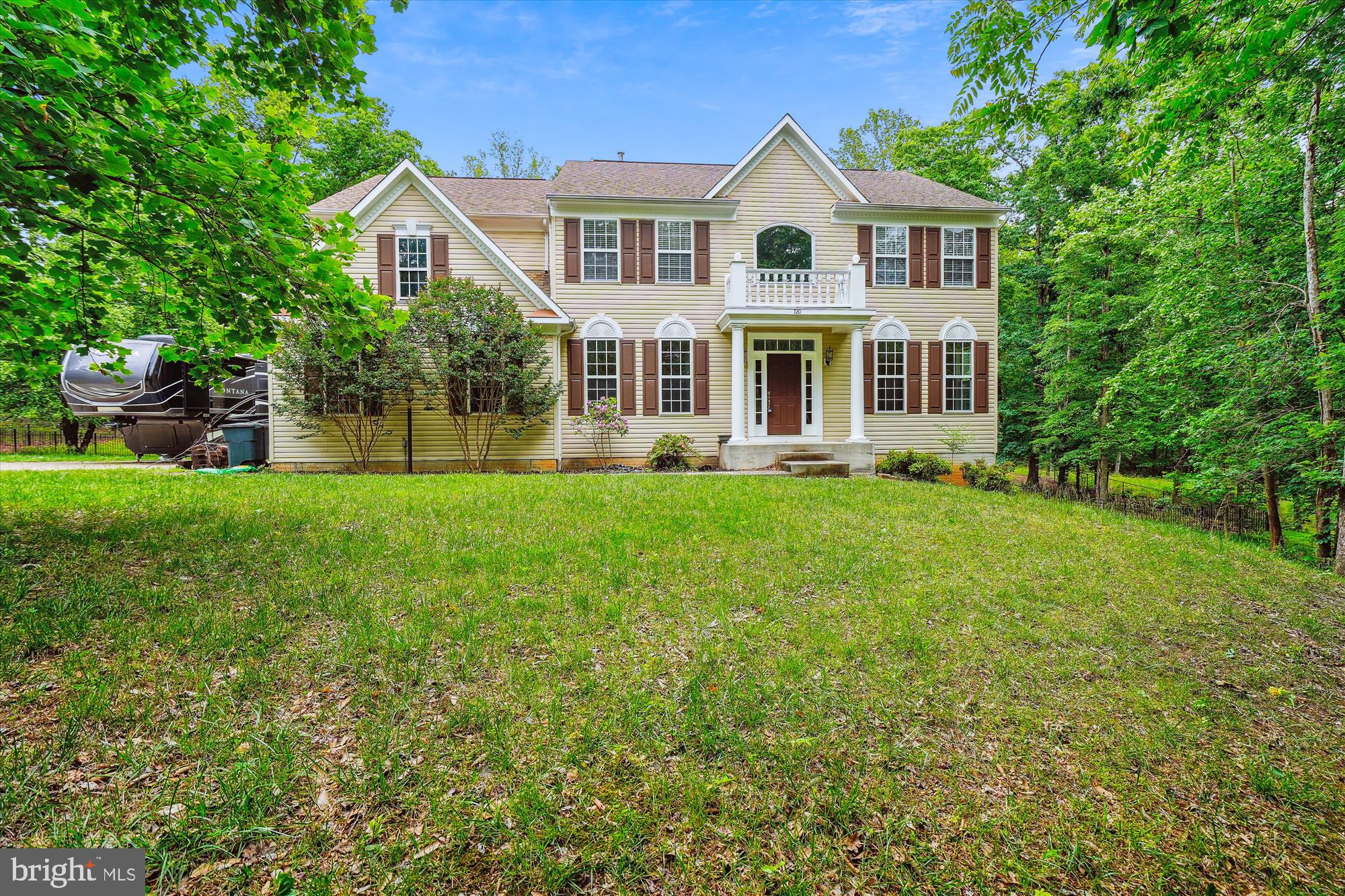 Immaculate Single-Family Home on 3+ Acres in Fredericksburg! This beautifully maintained home offers space, style, and comfort both inside and out. The main level features luxury vinyl plank flooring throughout and a gourmet kitchen with stainless steel appliances, a large island, and a bright eat-in area that opens to a spacious family room—perfect for everyday living and entertaining. You'll also find a formal dining room adorned with crown and chair rail molding, a separate living room, a versatile den or office, and a convenient powder room. Upstairs, retreat to a grand primary suite with elegant French doors, a generous walk-in closet, and a spa-like ensuite bath with a soaking tub. Three additional bedrooms share a well-appointed hall bath, and the oversized laundry room includes built-in storage for added convenience. The fully finished basement offers an expansive rec room, a bonus room, and a full bathroom—ideal for your hobbies, a home gym and more! You'll also find ample storage space throughout. Enjoy outdoor living on your private 3+ acre lot, featuring a spacious rear deck and patio. A two-car garage with 50 AMP service available and extended driveway provide plenty of parking. This is the perfect blend of comfort, space, and peaceful living—don’t miss it!
