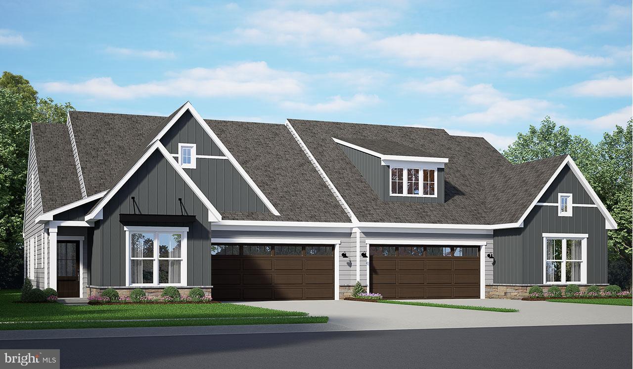 This lovely new duplex at Winding Creek 55+ is a thoughtfully designed 1-story home with 2 bedrooms, 2 full baths, and a 2-car garage with a mudroom entry. The front entry opens to the foyer, secondary bedroom and bathroom, perfect for guests. Stylish vinyl plank flooring flows throughout the main living areas. The kitchen, well-appointed with quartz countertops, a tile backsplash, stainless steel appliances and a large pantry, is adjacent to the dining area and great room to create an open plan. The great room makes a grand impression with its cathedral ceiling and a beautiful fireplace with floor-to-ceiling stone. Sliding glass door access in the great room leads to a composite deck. Tucked quietly to the back of the home, the owner’s suite features an oversized closet and a private bathroom with a tile shower and double bowl vanity.