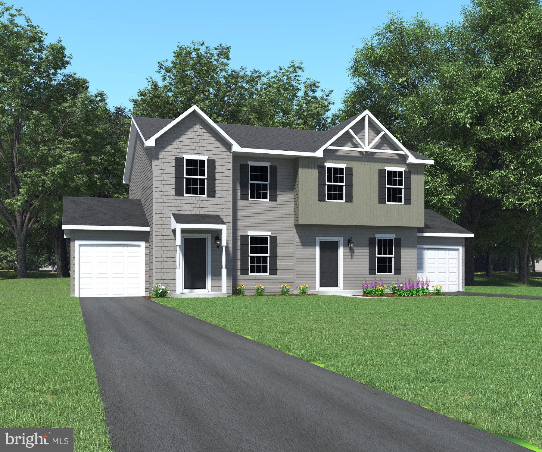 ***$10,000 IN CLOSING COST ASSISTANCE OR FREE OPTIONS PLUS FREE DECK -QUICK DELIVERY! ***
The DELRAY II is the exact same floor plan as our DELRAY - it is just a little bit 'fancier' on the outside. Small touches like Board & Batten Shutters, a large gable with decorative pediment (Elevation A) shake siding, vertical siding, and a covered stoop (Elevation B) make this a Show Stopper on Curb Appeal!
QUICK DELIVERY! Offering you the best of both worlds: a well-crafted duplex home you can be proud of that is close to local amenities and gorgeous countryside, and they are absolutely affordable! This fantastically functional home has an Open Living Room to Kitchen with an island and a Dining Room with a 6-foot slider door – should you want to add the optional 6×12 composite deck. 9′ First Floor ceilings are standard! The Kitchen is equipped with Granite Countertops, a Pantry, and 36″ cabinets with crown molding. Included are an electric range, microwave, dishwasher, and garbage disposal – All Stainless Steel. The sizeable Owner’s Suite has a large Walk-In-Closet next to the attached owner’s private bathroom – complete with a 5-foot shower unit with a seat. This unit has a large unfinished basement with a 2-piece rough-in. This is a must-see! Convenient to Shopping, Schools, and close proximity to anything you could need. You will feel like royalty living here! Perfect for first-time homeowners or buyers on a budget. Public utilities – water & sewer Natural gas heat