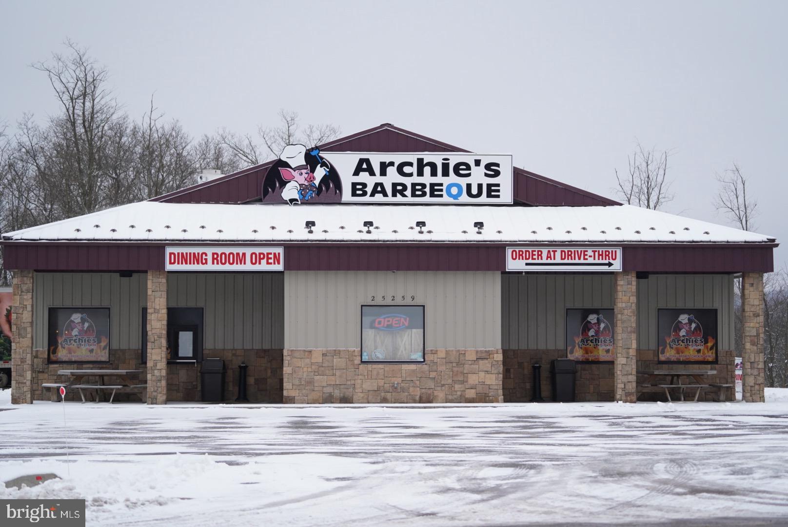 Archie's BBQ, one of Deep Creek Lake's most iconic dining establishments is offered for sale. Offering high visibility for incoming vacationers in Northern McHenry along route 219, this marks an important stop for any vacationer or full time resident for a premier dining experience. Key features include over 3000 square feet of building space on 1 level and 1 acre of level land with full paved parking lot and 32+ parking spaces. Indoor and outdoor dining options. Drive through window allows for grab n' go experience as well. All contents convey.