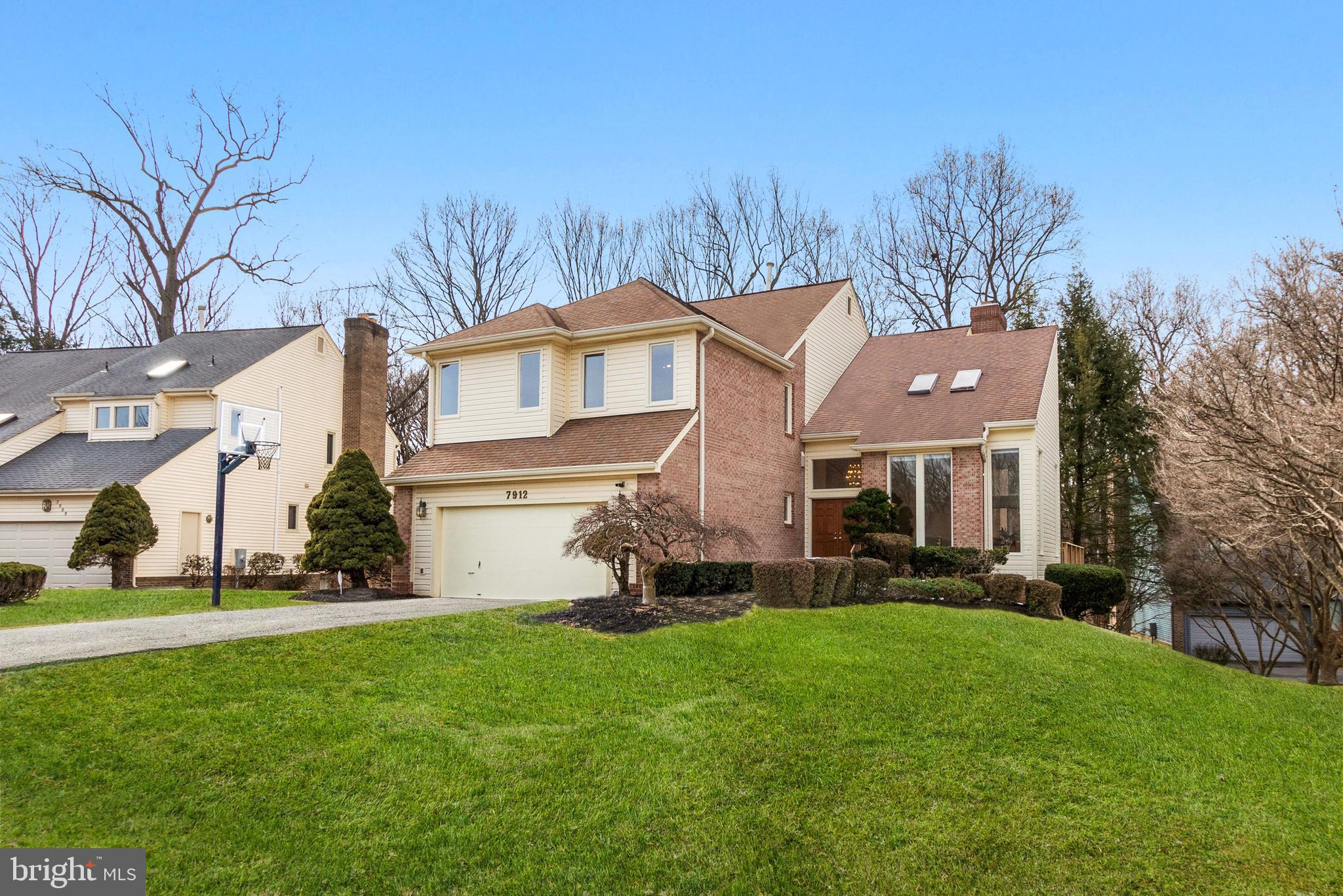 OFFERS, IF ANY, DUE TUESDAY AT 1:00 PM.  7912 Lakenheath Way is a bright Contemporary-style home that backs to Cabin John Park and is nestled in a quiet cul-de-sac. Set on nearly a quarter acre lot, this 5 Bedroom and 3.5 Bath home spans approximately 4,250 finished square feet throughout 3 finished levels. The large windows flood each room with natural light and the considerable living spaces flow together to perfectly suit today’s casual lifestyle.   A beautiful two-story Great Room is just off the Foyer and is highlighted by a cathedral ceiling with skylights. The expansive Eat-in Kitchen showcases ample cabinet space, a large center island, and an adjoining Breakfast Room. The Dining Room is adjacent to the Kitchen through a set of double doors. Just off the Kitchen is a gracious Family Room that is warmed by a fireplace and offers access to the huge wraparound Deck that overlooks the park. There is a Powder Room and a Home Office on this level that may also be used as Main Level Bedroom.     There are 4 Bedrooms and 2 Full Baths on the Upper Level including a well-appointed Primary Bedroom that is comprised of a cathedral ceiling, a dressing area with incredible closet space, and a tranquil En-Suite Bath. The Primary Bath is flushed with sunlight and has a dual vanity, a whirlpool tub, and a separate shower. The secondary Bedrooms share a large Hall Bath with a dual vanity.   A special feature of this property is the finished walkout Lower Level. The sizable Recreation Room overlooks the park as well and provides unlimited opportunity for a variety of uses. A Bedroom and a Full Bath completes this Level.  Inverness Forest is a quiet neighborhood backing to Cabin John Park. Adorned with mature trees and natural landscaping, this peaceful community is just minutes to local commuter routes, shopping centers, and a number of parks. Cabin John Regional Park offers various playgrounds, athletic fields, picnic areas, indoor and outdoor tennis courts, ice skating rink, hiking and bike trails, camping and a miniature train that takes you through the park. A pool is also available with membership at the Inverness Recreation Club.