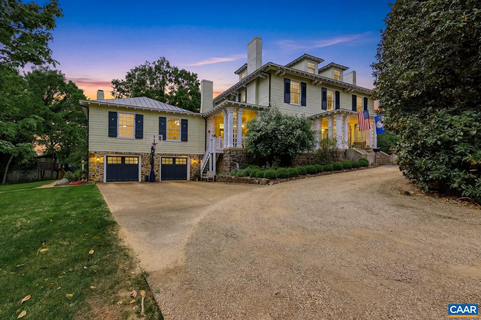 Exceptional 1909 Arts & Crafts estate on iconic Langhorne Rd, designed by renowned Lynchburg architect Edward Frye. Set on 3.42 acres of cleared, usable land, this rare in-city offering pairs timeless architecture with over 6,000 sq ft of living space. The quality of construction is extraordinary, with 11? ceilings, original millwork, pocket doors and multiple fireplaces. Thoughtful updates include all new wiring and a renovated kitchen with soapstone counters, SubZero and commercial-grade range. Designer lighting throughout elevates each space. The primary suite offers an updated bath, dressing area and new laundry. Upper levels provide additional bedrooms and flexible living. Outdoor spaces shine with formal boxwood gardens, stone patio, covered dining porch and expansive grounds. Cedar barn with loft, water and electricity.,Soapstone Counter,Wood Cabinets,Wood Counter,Fireplace in Bedroom,Fireplace in Den,Fireplace in Dining Room,Fireplace in Great Room,Fireplace in Sun Room