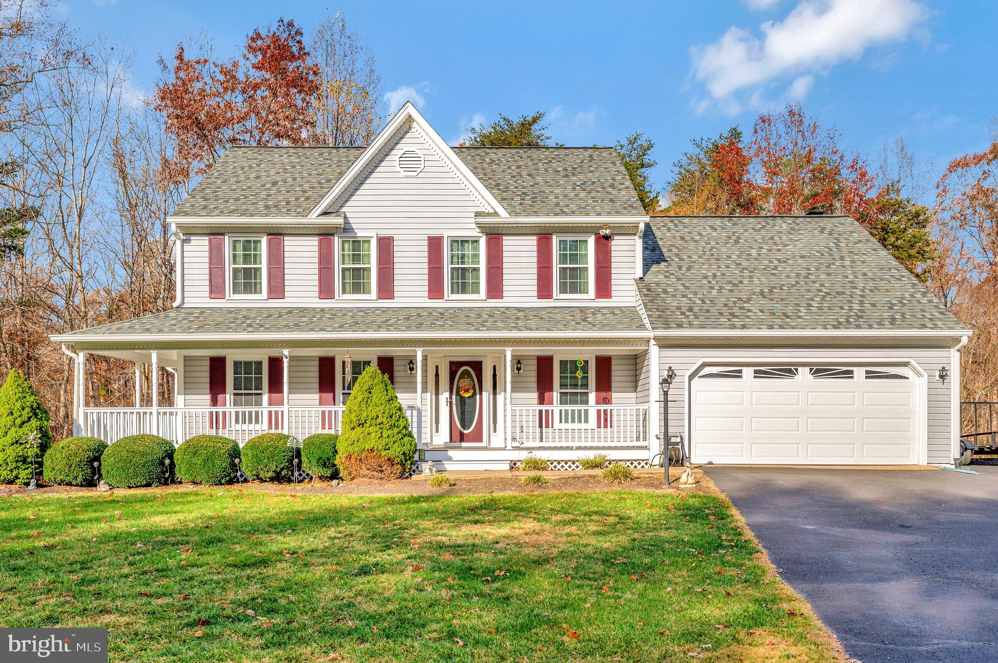 BEAUTIFULLY MAINTAINED —
Spacious move in ready home located on 1.7 acres in a small community (No
HOA!). Wake up and enjoy your morning coffee on your large wrap around front
porch or your private screened in back porch! This home is over 3,500 sq ft with a
finished basement. Entertain in your beautiful white kitchen with stainless steel
appliances and granite countertops, open to your cozy family room with wood burning
fireplace. Upstairs you will find your owner's suite with large walk in closet as well
as 2 additional bedrooms and a full bathroom. In the basement you will find 2
bedrooms, a full bath, and large open entertaining area. Tons of updates- roof and
gutters replaced in 2015, new hot water heater in 2013, windows replaced in 2009,
water softener installed. Don't miss out on your privately located home within
minutes to shopping, restaurants, and the commuter lot!