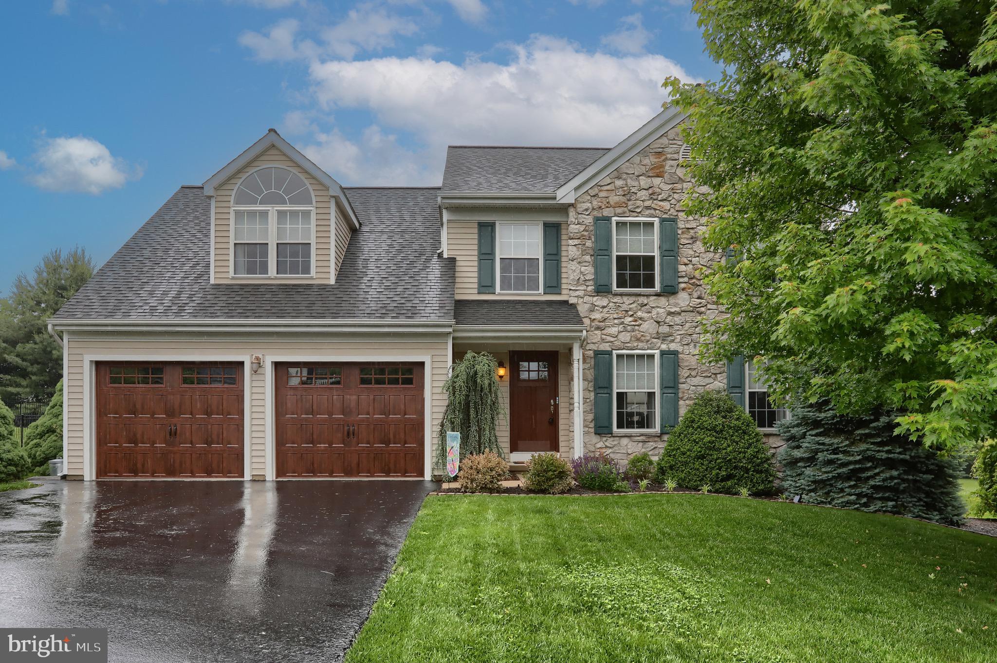 Welcome to 14 Tower Drive in Elizabethtown! Built in 2004 by Horst & Son, this well-maintained 4-bedroom, 2.5-bath traditional home offers thoughtful updates and inviting living spaces throughout. Front exterior features include Gemstone lighting for added curb appeal and convenience. As you enter the home, you’re welcomed by natural bamboo flooring and a spacious living room featuring a gas fireplace with an open flow into the dining area and kitchen. The kitchen offers ample cabinet space, Corian countertops, generous prep space, a custom handmade island, and a Williams Sonoma island with a soapstone top. Additional main-level features include 1st floor laundry, a dedicated office space with its own gas fireplace, and smart lighting compatible with Alexa. Upstairs, you’ll find new carpeting throughout the bedrooms, all recently professionally cleaned. The primary suite includes a walk-in closet and private bath with double sinks and a walk-in shower. The finished basement provides flexible additional living space ideal for a game room, home gym, or storage. Outside, enjoy the maintenance-free composite deck, large paver patio off the deck, tree lined backyard for extra privacy, fenced yard lined with fruit trees, heated saltwater in-ground pool with lighting and hot tub, and a 12x18 vinyl storage shed equipped with speakers for pool equipment and outdoor extras. This makes it perfect for hosting summer cookouts, pool parties, or relaxing evenings with friends and family. This backyard is designed for entertaining and making the most of outdoor living. Completing the property is an attached 2-car garage with Rockwool insulation. Additional upgrades include a Reme Halo air purification system.