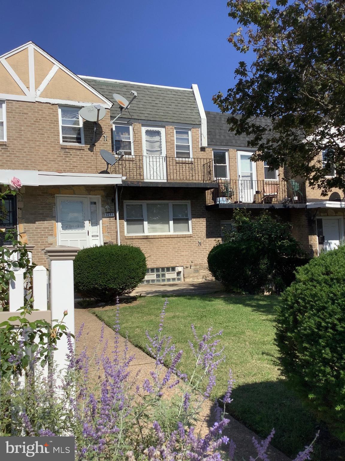 Large 2 + 2 Duplex in Overbrook Park section of  Philadelphia  has front yard with cement patio for enter-
-tainment and/ or relaxing. Enter into common foyer with tile floor &carpeting  on stairs to 2nd fl unit) &  basement access. Each unit has separate entrance ,Living room / kitchen combination, two bedrooms and 3 psc bath.  Basement access is thru entry hallway. Partial basement has cement floor, storage bins for tenants, heaters , hot water tanks & Garage access . Garage  opens to common driveway at rear of property and currently offers an additional rental . Roof is newer and was installed in February 2023. Convenient to City Line  & Haverford Avenue shopping center, minutes to 69th street shopping ,block and a half walk to park & playground and 2 blks to public library . Close to new golf course. Property would be excellent for first time buyer. Occupy one unit and rent the other, or a seasoned investor . Property is tenant occupied and requires 24-48 hours notice either listing agent or owner must accompany. May not be able to get you into both units.