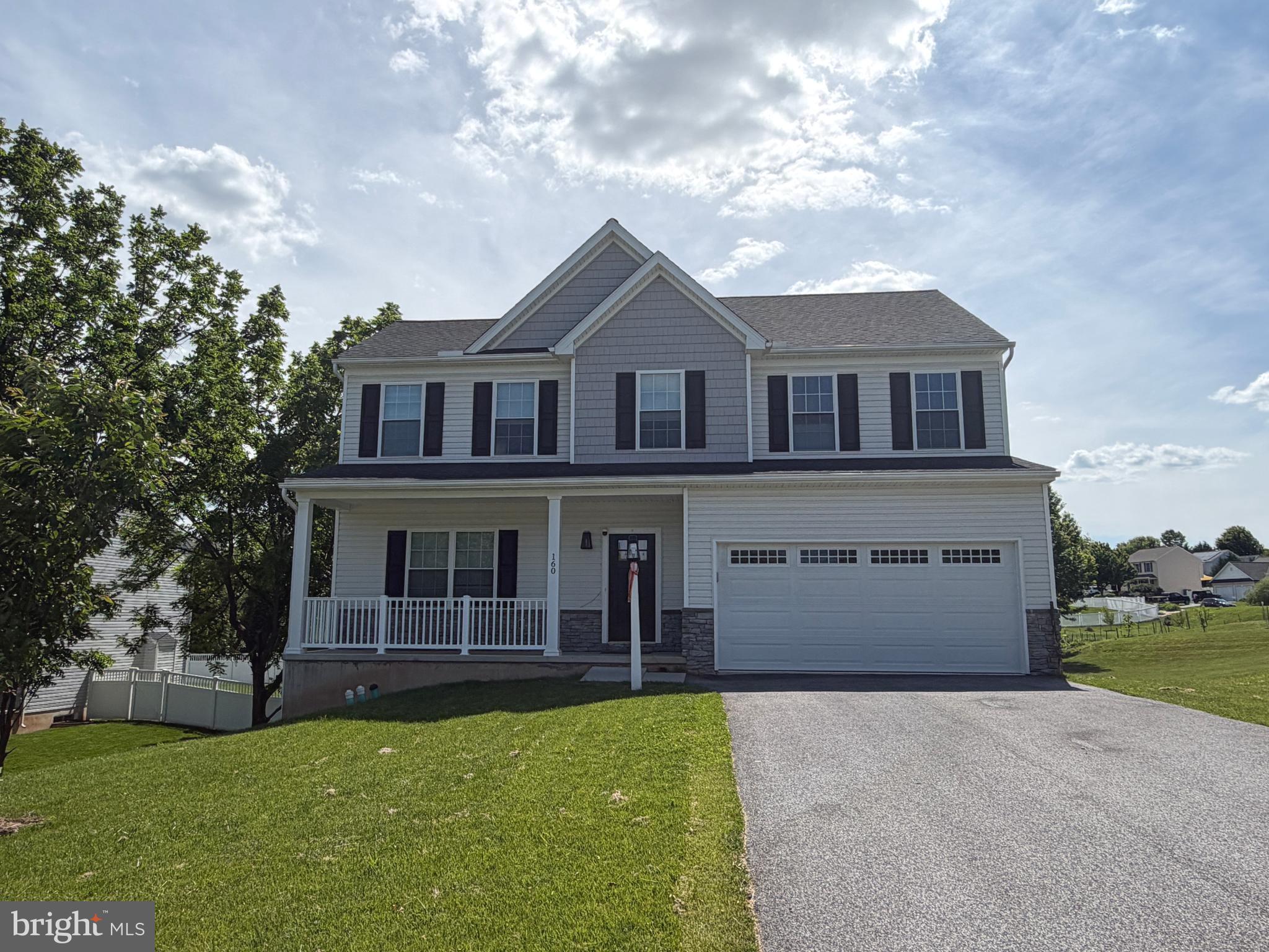 Charming home built by Brentwood Builders in 2023! Beautifully maintained 4-bedroom, 2.5 bathroom that is located in a quiet neighborhood of the Chestnut Valley subdivision. 160 Payne Dr features an open-concept living space, Bright white kitchen with 42 inch upper shaker style cabinets, superlative blue subway tile back splash, stainless steel appliances, and LVP flooring all throughout the main living area. Enjoy a spacious porch perfect for your morning coffee to start the day.  Off the kitchen you will find a cozy deck for the family to enjoy cooking out on the grille. The walkout basement has a rough-in bathroom ready for finishing the lower level to create additional living space in the future while adding a little more value. Enjoy the convenience of nearby schools, parks, and shopping. This home is perfect for first-time buyers or anyone looking for a little comfort and convenience to all the nearby amenities. Schedule a showing today!