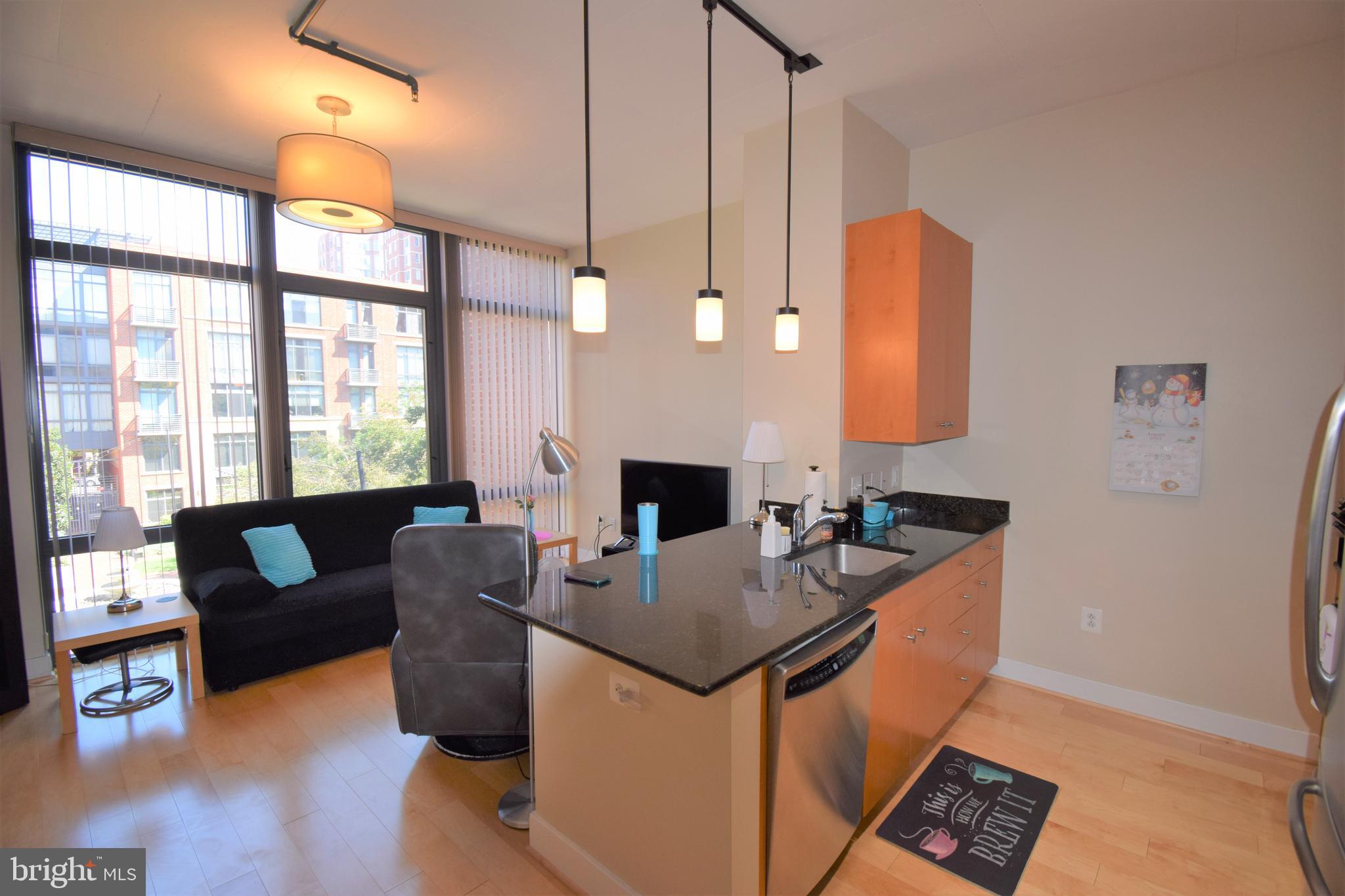 Rare Studio at 520 John Carlyle! Walk-able neighborhood with Whole Foods, Starbucks, Old Town Alexandria & Eisenhower Metro. This unit was developed by PN Hoffman, this studio home is modern & open with a view of the courtyard. Tons of natural light! Beautiful wood floors, granite countertops throughout, Stainless Steel Appliances, Wash/Dryer in unit. Assigned garage space and additional storage space. High ceilings and ample closet space.  Available October 1!