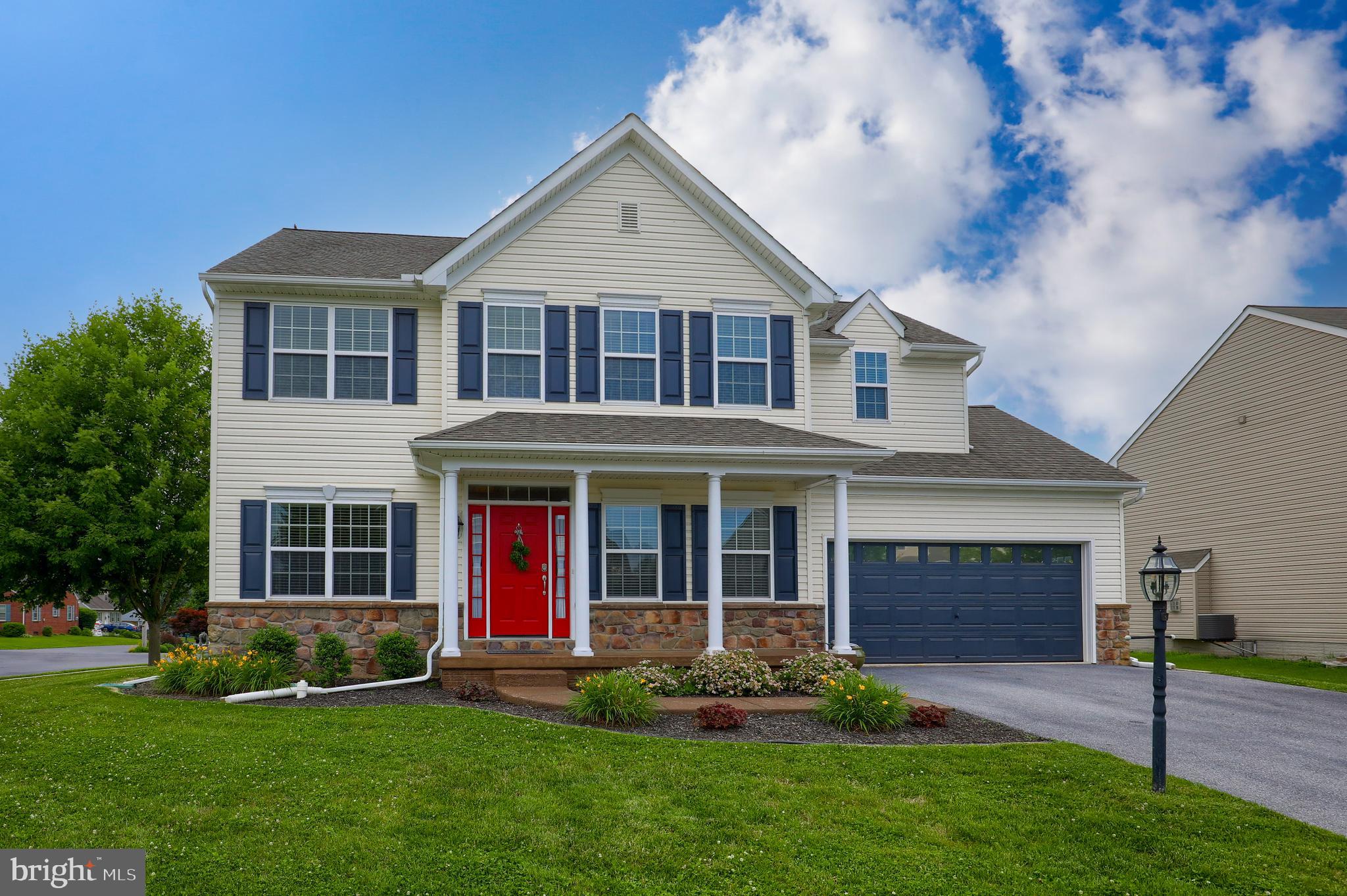 Stunning 4-bedroom, 2.5 bath home located in Conestoga Valley's Bridington neighborhood. Flooded with natural light, the open 1st floor hosts a warm and inviting layout with a cozy living room, office, family/dining room w/ gas fireplace, powder room and laundry.  The gourmet kitchen is equipped with upgraded appliances, stainless farmhouse sink, coffee bar, marble countertops, huge entertainers island, and ample cabinets.  Outback you'll find an expanded multi-tiered paver patio with a grille and prep station and plenty of room to enjoy the fenced in private backyard.  The 2nd floor features 4 bedrooms and 2 full bathrooms. The primary owner's suite offers a large walk-in closet and luxuriously-appointed bathroom with a tile floor, soaking tub, linen closet, and dual vanity with plenty of storage. The home's unfinished basement provides storage and additional potential living and entertainment space including a rough in for a future full bathroom. Additional finishes include new carpet, fresh paint, graceful moldings, distinct wainscoting, and more. This beautiful home is conveniently located to top-rated schools, healthcare, shopping, parks, and major highways.
