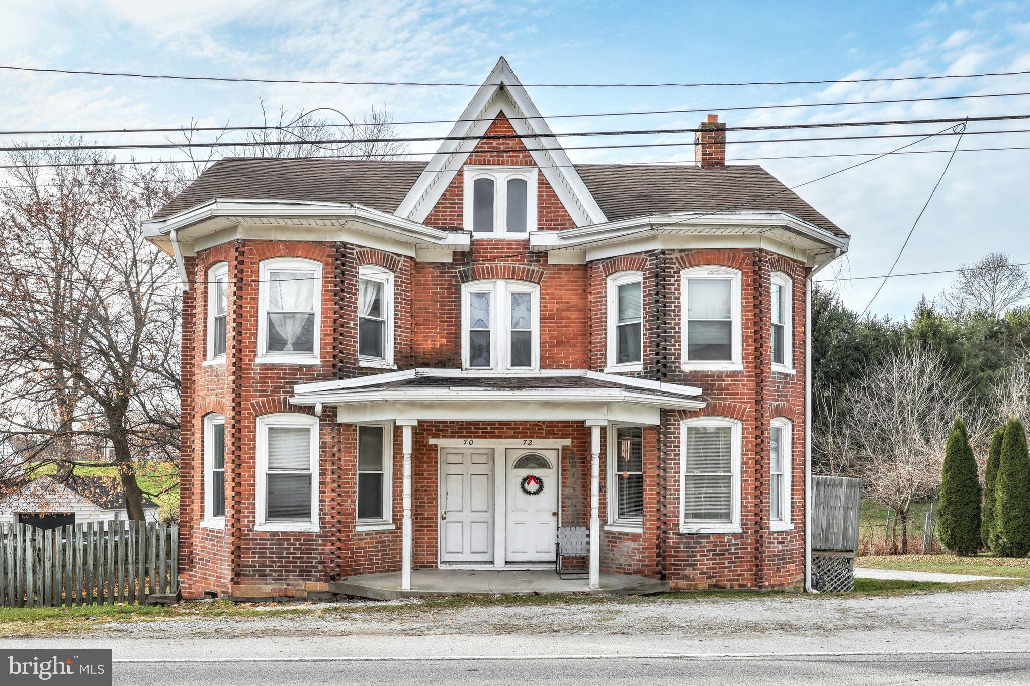 Brick Duplex located in Windsor Boro. Ample off street parking with concrete parking pad in rear yard. Both unit are 2 bedroom units with completely separate utilities so tenants pay water, sewer, trash, electric, & gas. Units have central a/c & gas forced hot air furnaces. Unit 70 has recently become vacant & unit 72 signed a year lease in 9/2022. Total Annual Rental Income is $23,400/year with a Net Operating Income of $18,840/year. Owner currently pays for yard maintenance, insurance, and repairs.

Seller is also selling a 4-Unit Multi-Family Property - MLS#  PAYK2052636.