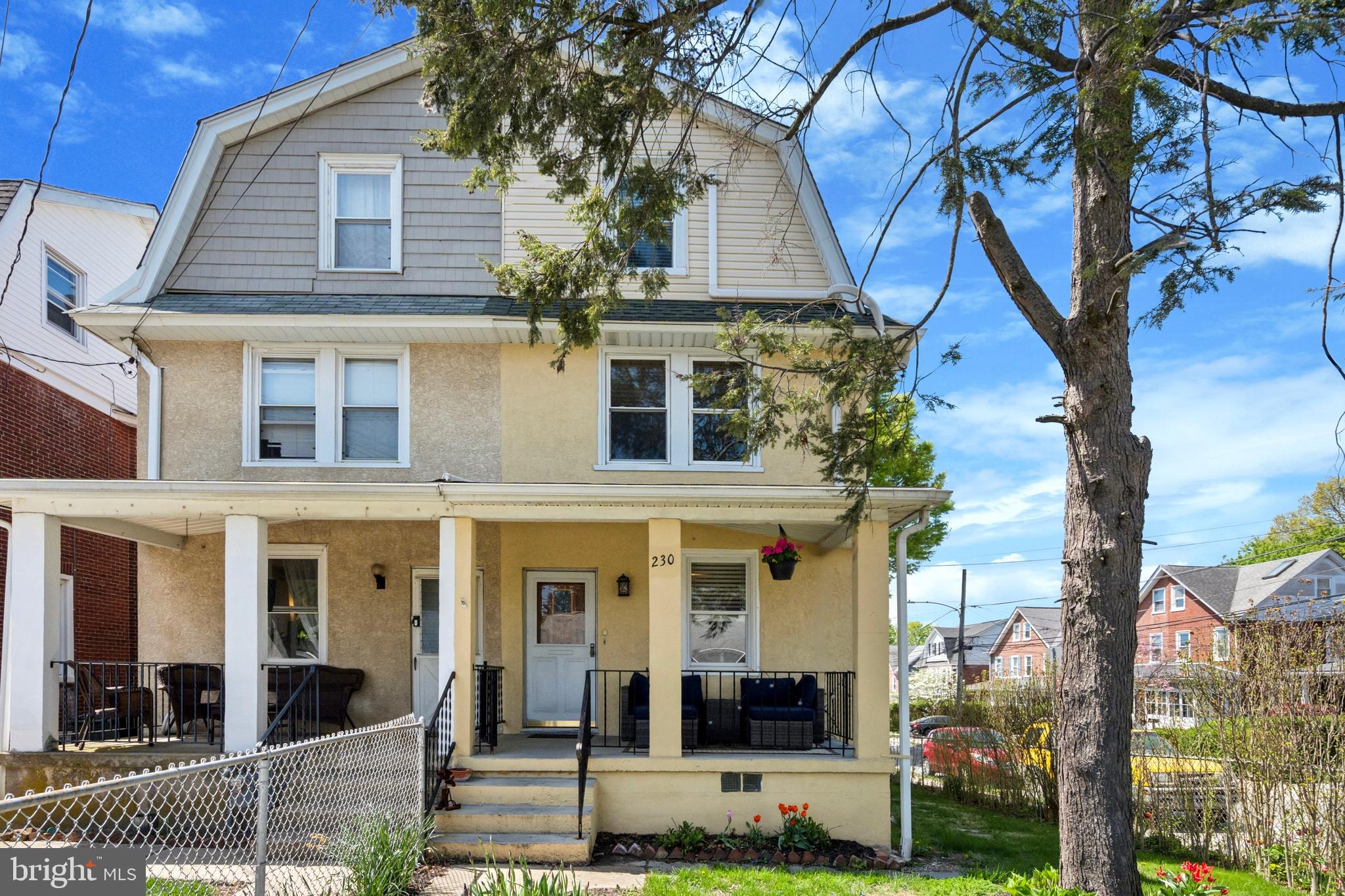 **Offers to be submitted by Sunday, May 4th, @ 6PM. Seller will respond on Monday, May 5th**  Located in the highly sought-after Lower Merion School District, 230 E Spring Avenue is the kind of home that feels good the moment you step inside—light-filled, updated where it counts, and perfectly positioned on a sunny corner lot just a short stroll from Carlino’s Market and the heart of Ardmore. This spacious 4-bedroom, 2-bath home is full of character and flexibility. The main level offers a welcoming flow, from the cozy front porch and living room to the sunny dining space and large kitchen—complete with stainless steel appliances, white cabinetry, butcher block counters, and a rich navy tile backsplash. It’s the perfect layout for everything from morning coffee to hosting dinner with friends. Upstairs, you'll find three comfortable bedrooms and a full bath, while the top floor serves beautifully as a private primary suite, featuring its own bath and a generous walk-through closet. Whether you're working from home or welcoming guests, there's space for everyone to spread out. Mini-split HVAC systems have been thoughtfully added throughout the home for efficient comfort year-round, and major updates like the re-decked and re-sealed roof mean you can move right in and enjoy. The fully fenced yard offers a deck just off the kitchen and a grassy area that's perfect for casual gatherings, playtime, or simply relaxing outdoors. Plus, there's a full walk-out basement with laundry and loads of storage space. All of this in one of the Main Line’s most walkable and well-loved neighborhoods—close to parks, shopping, restaurants, and public transportation. Welcome home.
