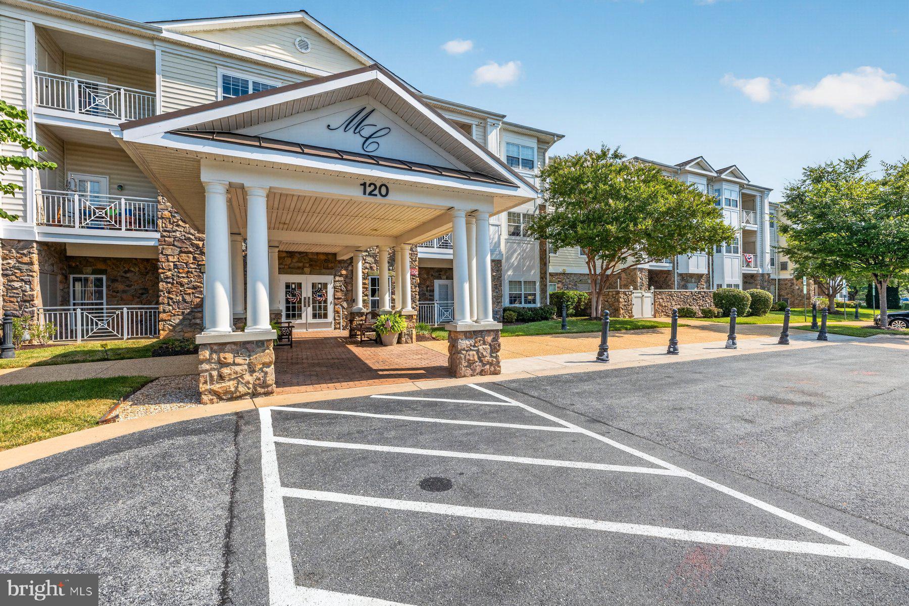 *** 55 AND OVER COMMUNITY ***- offering a beautifully maintained MAIN level 2 bed/2 bath elevator condo. Fantastic kitchen that flows to the living room - you'll love to cook here. Kitchen opens to the large dining/family room  with a huge window that brings in tons of natural light.  Enjoy your own outdoor space with your own private balcony off the family room. Laundry in unit! The primary bedroom has an en-suite bathroom with walk-in shower, and large walk-in-closet. Bedroom 2 is a good size and also opens to the balcony. The building has a secure entrance, beautiful welcoming lobby with a fire place, exercise room, reading room/library and a gathering/party room with some kitchen facilities for meeting with friends. The gardens are very inviting with lots of areas to sit or even to practice your golf putting. Pool membership may be available. Easy access to amazing shopping, restaurants, and entertainment. And downtown Frederick is just moments away. Call this home today!