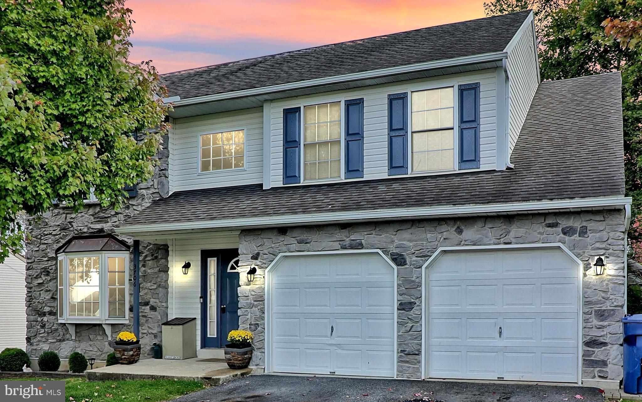 Nice 2-story colonial in Oakview Estates offers open concept kitchen/fam room along with 1st floor bdrm/bath, eat-in kitchen w/appliances, separate din rm off entry hall & powder room, and laundry area adjacent to 2-car garage entrance.  2nd level includes master suite w/full bath and walk-in closet, plus (2) additional bedrooms each w/closet.  Concrete basement is home to the mechanicals including gas/forced air heating, newer water heater (3 yr), and practically new water softener. Additional plus features include frame deck (2020), spacious fenced yard, peripheral landscaping and large garden shed included with sale. Home Warranty coverage included for buyer.