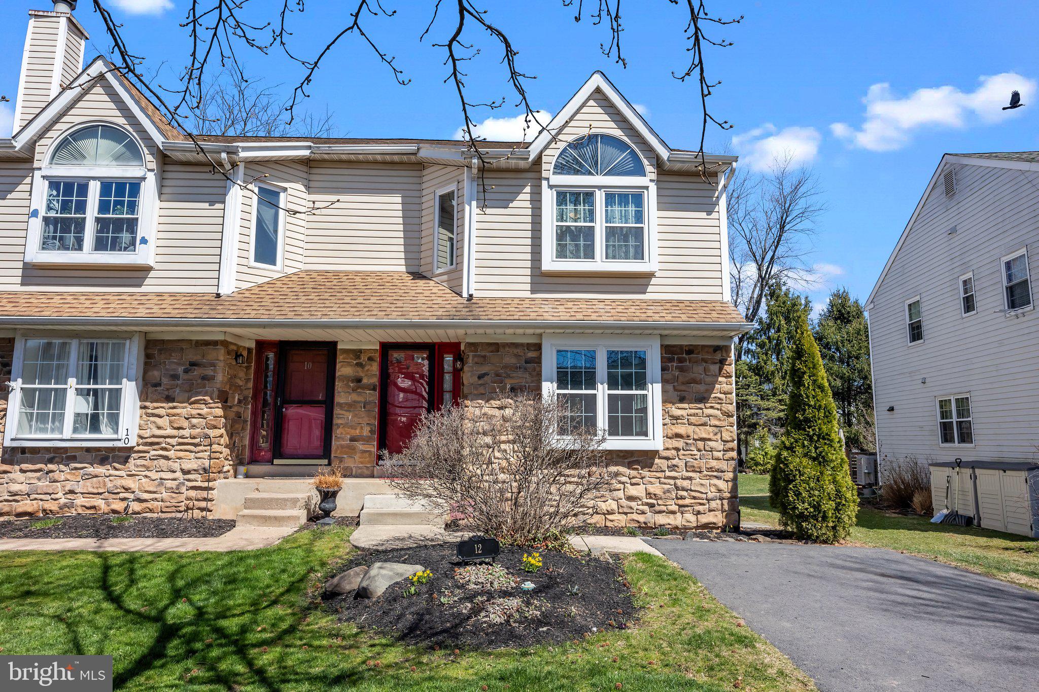 Welcome to 12 Pearl Drive, a charming Colonial-style twin home nestled in the desirable Sandy Ridge Acres neighborhood of Doylestown Borough. This residence offers 1,364 square feet of living space, featuring 3 bedrooms and 2.5 bathrooms, making it an ideal choice for families or professionals seeking comfort and convenience. Enter the home a spacious living room and dining area, perfect for entertaining guests or enjoying family meals.​ Entering the updated kitchen that is equipped enough cabinets and granite counter space to meet the culinary experts needs, modern appliances, providing a stylish and functional cooking environment.​ Heading Upstairs the vaulted master bedroom offers a private retreat with an updated en-suite bathroom, ensuring comfort and privacy. ​Two additional bedrooms share a full bathroom, accommodating family members or guests.  Moving to the basement is where you will find the laundry area along with storage space. Heading outside is where you will find the rear deck perfect for entertaining needs or simply to enjoy nature.  The rear yard also houses a shed for extra storage.  Please schedule your showings today. Available right away.