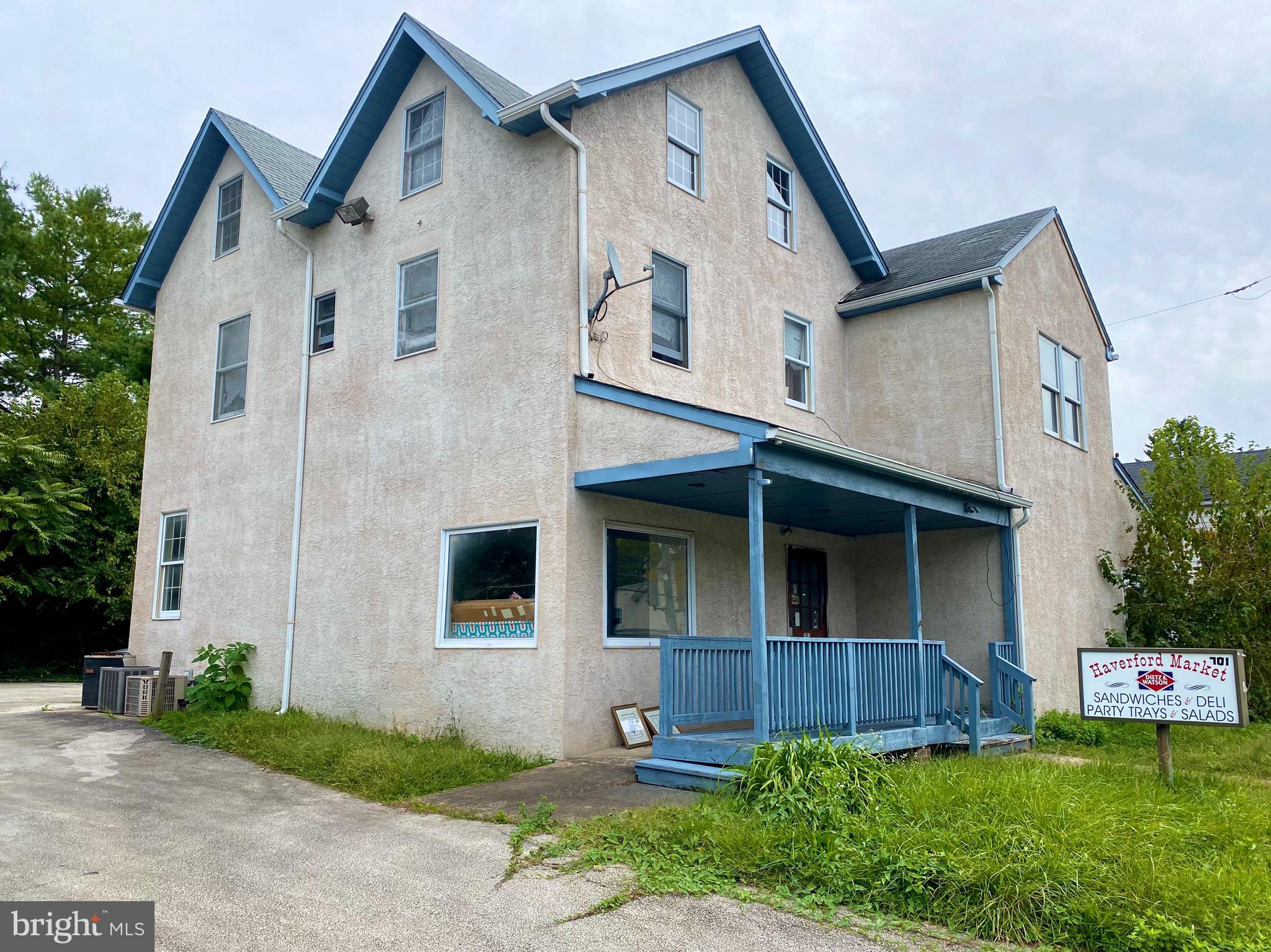 Amazing opportunity for an investor or developer to purchase a multi-family property with great visibility in Haverford Township. There are two one-bedroom apartments on the upper floors and a non-conforming commercial space on the first floor.  This property will be sold in AS IS condition, the seller will make no repairs, and the buyer is responsible for obtaining any municipal certificates of occupancy, resale certifications, or other residential resale requirements.  The property will not qualify for any type of conventional, FHA, VA, or related financing.  The seller makes no representations or warranties of any kind.  Do not attempt to enter this property.  At one time the property had a non-conforming permitted use for commercial/retail type usage for the first-floor space.  Any changes to the existing zoning or permissions from the township are the buyer's responsibility.  Also offered for sale in a package with 705 Haverford Rd (MLS#  PADE2035226) or with 700 Buck Lane, 705 Haverford Rd, 711 Haverford Rd (MLS# PADE2035236).