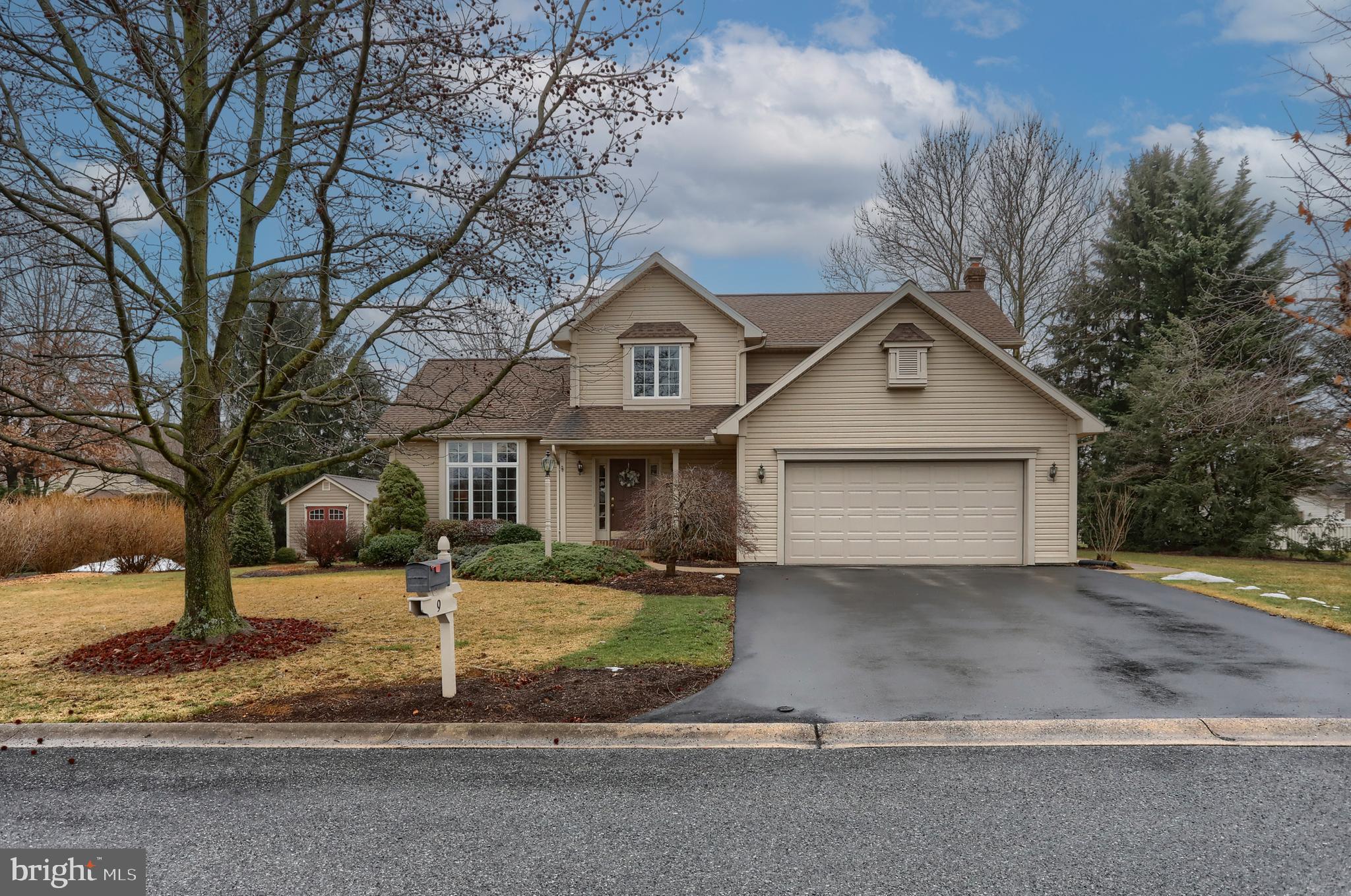 ***OFFER RECEIVED. ALL OFFERS DUE BY MONDAY, FEBRUARY 5TH AT 10:00AM. WILL BE REVIEWING OFFERS WITH SELLERS MONDAY AFTERNOON.***Welcome to 9 Manor Dr. This home has been lovingly cared for by the sellers since the day it was built. Upon entering, take notice of the ceramic tile floor and openess of this area. To the left, you'll find the formal living room, with a large window, allowing natural light to fill this space. There is also a set of French Doors leading into the formal dining room, with another large window. The kitchen has ceramic tile floors, a custom backsplash, (which the owner designed and installed himself), Quartz countertops, under cabinet lighting and top end appliances (including a Miele diswasher), which will convey in "as is" condition with the sale (EXCEPT for the microwave). There is a charming breakfast nook area between the kitchen and family room. The owner added crown molding, and custom baseboards, which are taller than standard baseboards. Take note of the Plantation shutters, which have helped the owners keep the home cool in the summer and warm in the winter. A spacious powder room and laundry room, with garage access, can also be found on this floor, (washer and dryer are negotiable. Upstairs you'll find 2 bedrooms, a full bath, and the primary bedroom and bathroom. In the primary bedroom custom crown molding was again designed and installed by the owner. The primary bathroom has a large, step-in shower, ceramic tile floors and a heating light to help keep the bathroom toasty warm. There is a roomy walk-in closet, which can be accessed from the bathroom or bedroom. A nice size attic space, for extra storage, can be found at the end of the hall, near the bathroom. The basment has a walkout Bilco door for access to the outside. The owner had a space in the basement which he used as a workshop, for all the projects he did around the home. All shelving in the basement will be staying. Outside you'll find a spacious deck, with underseat lighting, and a Pergola. There is also a custom built 10"x14" shed, which will convey. The two-car garage has access to another attic/storage space, (a ladder is needed to get up into the space). This home is a short drive to schools, shopping, restaurants, Lebanon Expo Center, VA hospital and much more. Showings will start February 1st, but can be scheduled now.