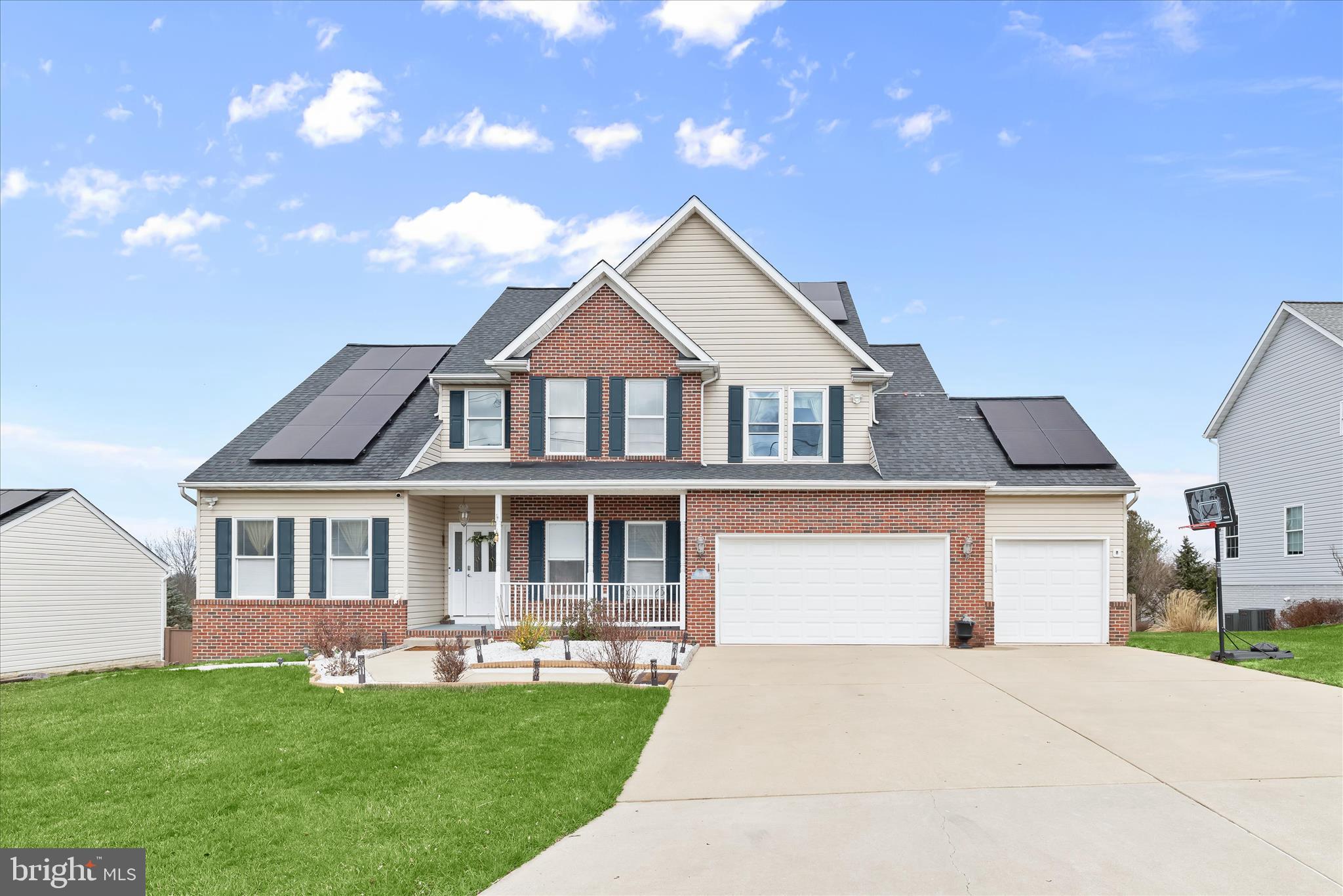 Premier multi-generational home in the highly desirable Diamond Hills neighborhood, perfectly positioned on a pristine 0.38-acre lot. This remarkable home features two kitchens, seven bedrooms and four and a half bathrooms across three beautifully finished levels, including county-approved separate lower-level in law suite fully remodeled in 2025. The main level boasts a soaring two-story foyer and family room with a gas fireplace, an open-concept chef’s kitchen with 42-inch cabinets, and a primary suite with cathedral ceilings alongside a flexible second bedroom or office. The upper level includes three spacious bedrooms with a jetted shower-tub bathroom, while the walk-out lower level offers a private entrance, a full second kitchen with granite countertops, a recreation room, and two additional bedroom suites with private baths and walk-in closets. Future-proofed for long-term savings, the property comes equipped with solar panels, electric vehicle charging, a new roof (April 2021), and a new HVAC system (December 2021), all completed by an expansive fenced backyard with a deck, patio, and storage shed. Close to premium shopping and dining.