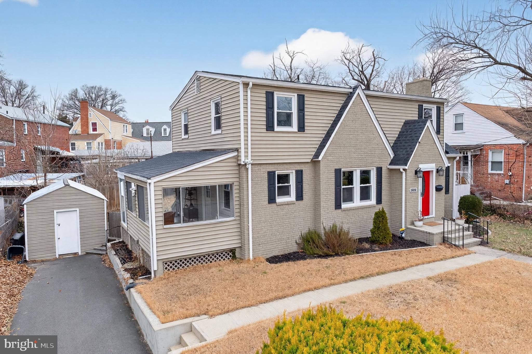 Welcome to 1202 Parker Avenue, a renovated Colonial just blocks from the D.C. line and directly facing a scenic 6-acre park with trails and courts. Set on a quiet street, it offers the perfect blend of privacy and convenience. Spanning approximately 2,800 square feet across three finished levels, the home features 5 bedrooms and 3.5 baths. Original 1930s charm pairs seamlessly with modern updates, including 9-foot ceilings, wide-plank flooring, and abundant natural light. The main level includes formal living and dining rooms, two bedrooms, a full bath, and a sunroom ideal for a home office. The updated kitchen features shaker cabinetry, Calacatta quartz countertops, and stainless-steel appliances. Upstairs are three additional bedrooms, including a spacious primary suite with a spa-inspired bath. The finished walk-out lower level offers a large recreation room, half bath, laundry, and ample storage. Outside, the expansive backyard includes a patio for entertaining, plus a private driveway with parking for four or more cars and a storage shed. Just 1.2 miles from Fort Totten Metro and minutes to downtown Takoma Park’s shops, restaurants, and farmers market, as well as downtown Silver Spring, this home delivers Maryland charm with seamless access to D.C.