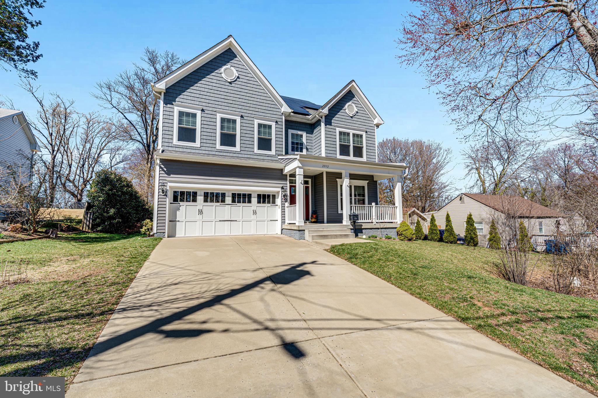 ​​Welcome to this 2018-built masterpiece in the highly desirable Pimmit Hills neighborhood, located inside the Beltway and with **NO HOA!** Boasting 5 bedrooms, 4.5 bathrooms, an au-pair suite on the lower level, 9-foot ceilings, and fully-owned solar panels that reduce the average utility bill to just $8/month, this home is truly one of a kind.  
Step inside to gleaming oak hardwood floors that flow throughout the main level. The spacious layout includes a dedicated home office with abundant natural light, a formal dining room perfect for hosting gatherings, and an eat-in kitchen featuring quartz countertops, an oversized island with seating, stainless steel appliances featuring dual wall ovens, maple cabinetry, a breakfast nook and pantry closet. The adjacent living room, with its picturesque views of the private backyard provides the perfect backdrop for entertaining or relaxing next to the gas fireplace. Additional conveniences include a powder room, a mudroom with a walk in storage closet, and generous storage options.  
The owner’s suite is a true retreat, featuring a private sitting area, picture window overlooking the back yard, dual walk-in closets, and an ensuite bath with a soaking tub and a separate tiled shower with a glass door. A second bedroom with its own ensuite bath, two additional bedrooms, a third full Jack-and-Jill bathroom, a spacious laundry room, and an open hardwood landing complete the upper level, offering both comfort and practicality for daily living.  
The dual-zone climate control system ensures that the upper level has its own units and thermostat, allowing for optimal comfort throughout the home.  
Designed with flexibility in mind, the walk-up lower level includes a fully equipped au-pair suite. It features a legal fifth bedroom, a full bathroom, a large living area, a wet bar with ample cabinetry, a second washer and dryer, and extensive closet space. With an additional 800 square feet of unfinished space, this level provides endless possibilities for storage, a playroom, or even a home gym.  
The outdoor spaces are equally impressive, featuring a private screened porch with a ceiling fan, a rain garden with native plants, a leaf guard gutter system, and a partially fenced rear yard complete with a storage shed. The 2-car garage and concrete driveway with side-by-side parking and a wide apron entry add convenience and functionality.  
You can’t beat this location: walking distance to Trader Joe’s and Whole Foods, a quick drive to all that Tysons has to offer, and less than 2 miles to the West Falls Church Metro and McLean Metro giving access to both the Orange and Silver lines. If you’re looking for outdoor recreation, you’ll love the short walks to Pimmit Hills Park, Lemon Road Park, Tysons-Pimmit Park, or Olney Park. Plus, the commute to the Pentagon or DC is quick and convenient.  
This stunning property offers the perfect blend of modern function, thoughtful design, and eco-conscious living, all in a prime Falls Church location.