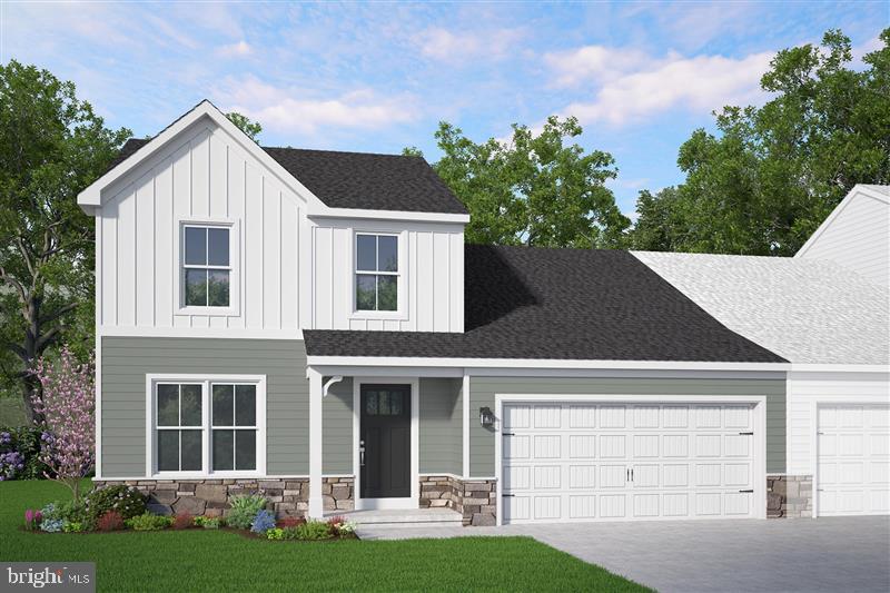 Homesite 304B at Nittany Glen offers the Willow — a semi-detached duplex that lives like a single-family home and is currently under construction with a thoughtful list of upgrades selected through Berks Homes' Selection Gallery. From the stone-to-sill elevation to the finishes inside, this one was done right.
The first floor puts the primary suite in the most convenient spot — privately positioned off the main living area, with a tray ceiling, double bowl raised vanity, quartz vanity top, and a fully tiled 60" shower with seat, upgraded tile, and a semi-frameless sliding door. The family room opens up with four recessed lights, a dimmer, and two raised 2'×2' picture windows that bring in natural light without sacrificing wall space. The kitchen delivers an island, quartz countertops, upgraded cabinetry with hardware, tile backsplash, stainless steel gas appliances, and a hood vented to the exterior — practical and polished in equal measure.
Upstairs, a loft landing connects two additional bedrooms and a hall bath with quartz vanity top. EVP flooring runs throughout the main living areas and primary bath, carpet upstairs, and a 2-tone paint package ties the whole interior together cleanly.
Outside, a composite Azek deck with steps to grade extends the living space, and the LiftMaster garage door opener with wireless keypad adds everyday convenience. Three fixtures are prewired for future ceiling fans, and a 3-piece basement rough-in keeps future finishing options open. 

Backed by Berks Homes' 10-year warranty. Subdivision assessment pending; taxes based on completed home. Photos may include options or upgrades not reflected in list price, may be virtually staged or digitally enhanced.