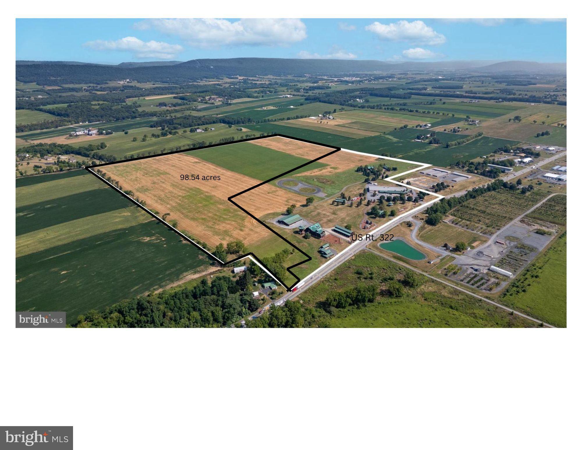 This incredible property offers diverse agricultural, residential, business, commercial, and industrial opportunities. Spread over 98.54 acres on two parcels, with frontage on Route 322, this location is a true powerhouse for visibility and growth. This prime agricultural land is ready for a vision. With its unique zoning classification, this property allows for many principal and conditional uses. Parcel 1 with road frontage (26.54 ac) is partially zoned commercial-industrial (front ⅓ of the lot) and the back section is zoned Agricultural. Parcel 2 (72 ac) is zoned entirely agricultural. This property occupies a prime logistical location at the heart of Pennsylvania, with direct connections from Route 322 to Interstates 80 and 99—key arteries for coast-to-coast and regional trade. Its central position in the state places it at the nexus of rail lines and roadways, perfectly suited for distribution, logistics, or national operations. Close to University Park Airport and the Harrisburg International Airport, and within a few hours’ drive to other major airports such as Philadelphia, Newark, JFK and Baltimore, to name a few.